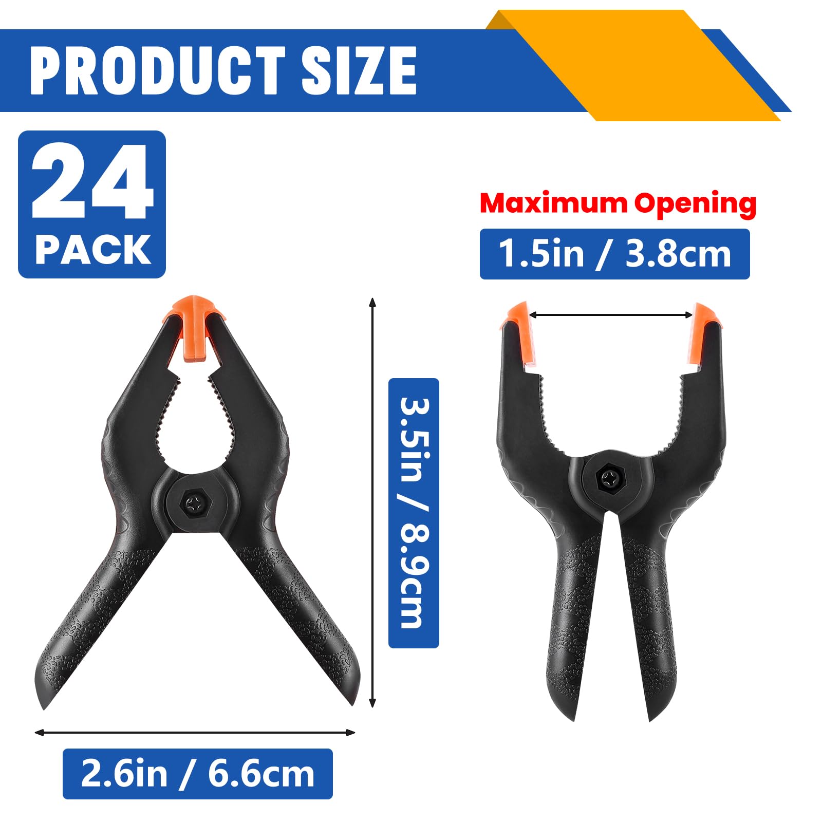Etokfoks 24 Pack 3.5 Inch Plastic Spring Clamps Heavy Duty Backdrop ...