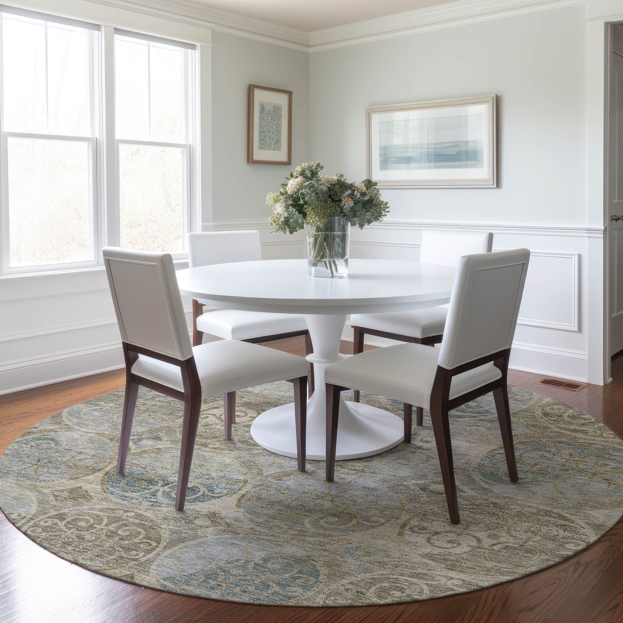 Addison Rugs ACN738BG8RO Chantille ACN738BG 8 x 8 (ft) Polyester Beige Round Indoor/Outdoor Geometric Machine washable Area rug