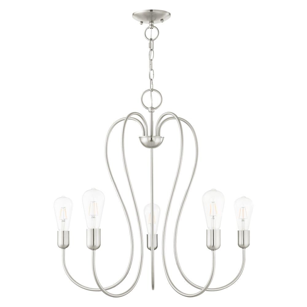 Brushed Nickel and Crystal 5-Light Candle Chandelier