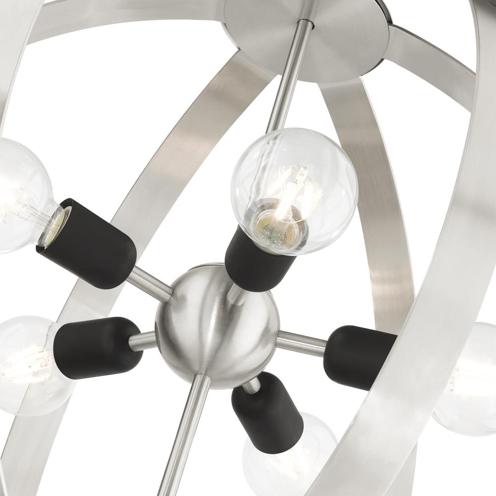 Modesto Mid-Century Modern 5-Light Brushed Nickel Chandelier