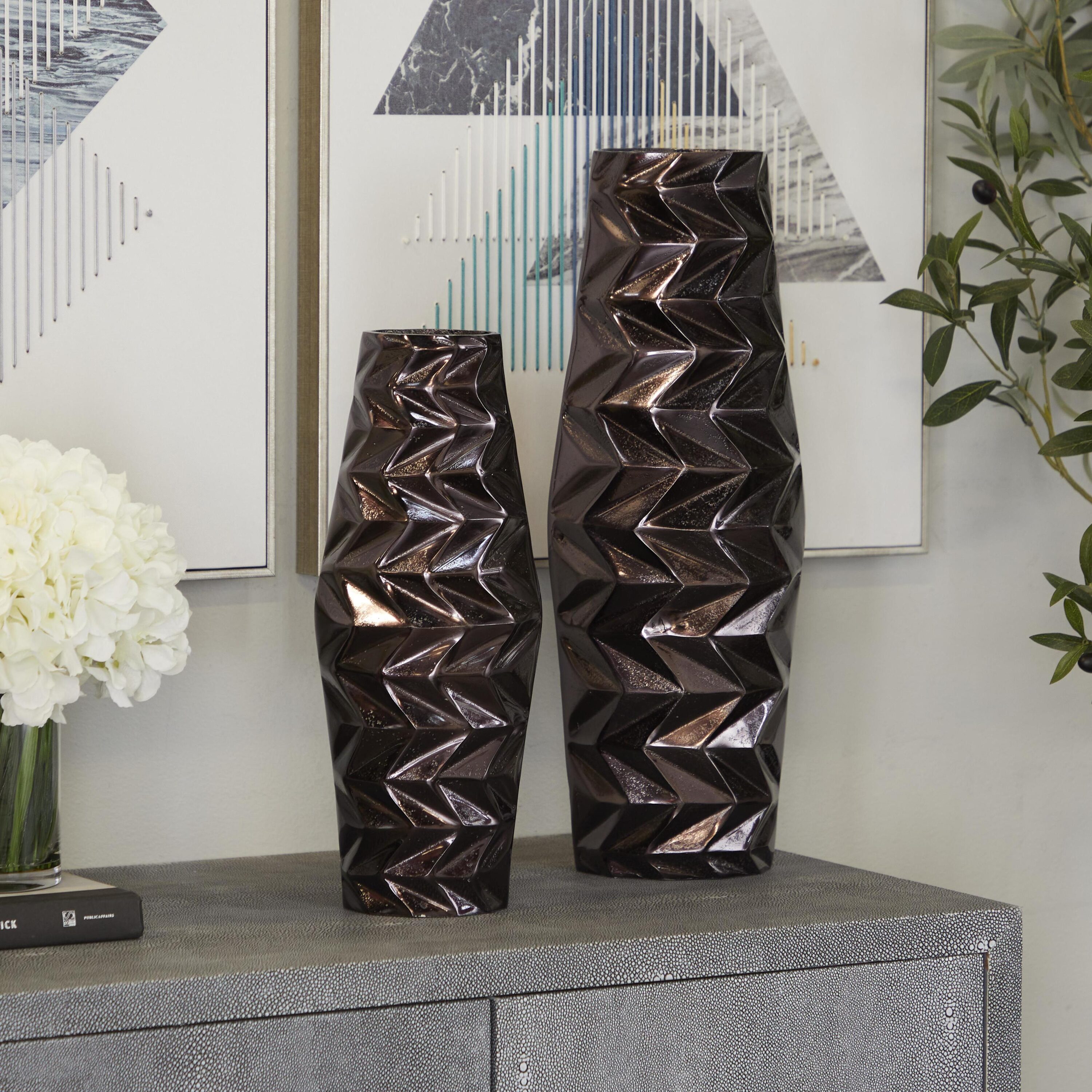 Grayson Lane 89948 2 -Pack Black Aluminum Modern Vase