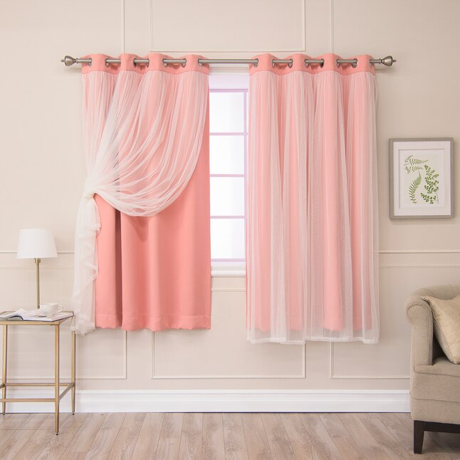 Best Home Fashion 52'' W x 63'' L Brockham Solid Blackout Grommet Curtain  Panels(Set of 2) Coral in the Curtains & Drapes department at Lowes.com