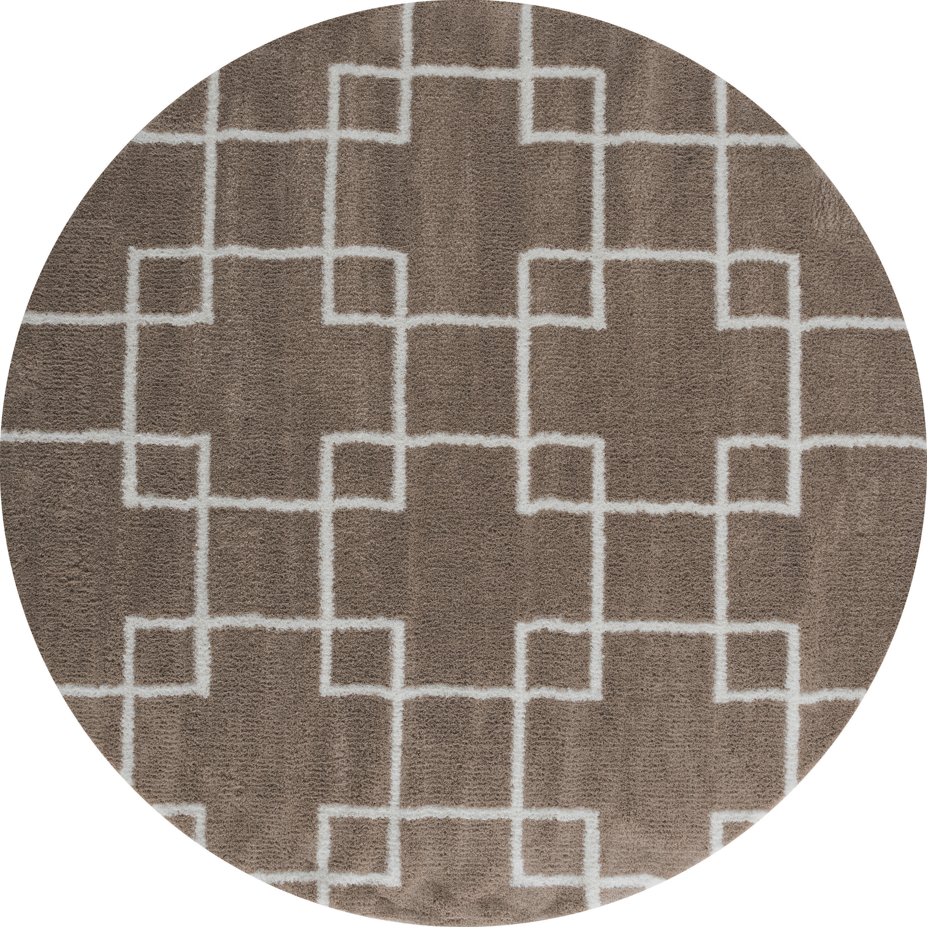 United Weavers Of America 1840 20526 88R Tranquility 8 x 8 (ft) Polyester Beige Round Indoor Geometric Mid-Century Modern Area rug