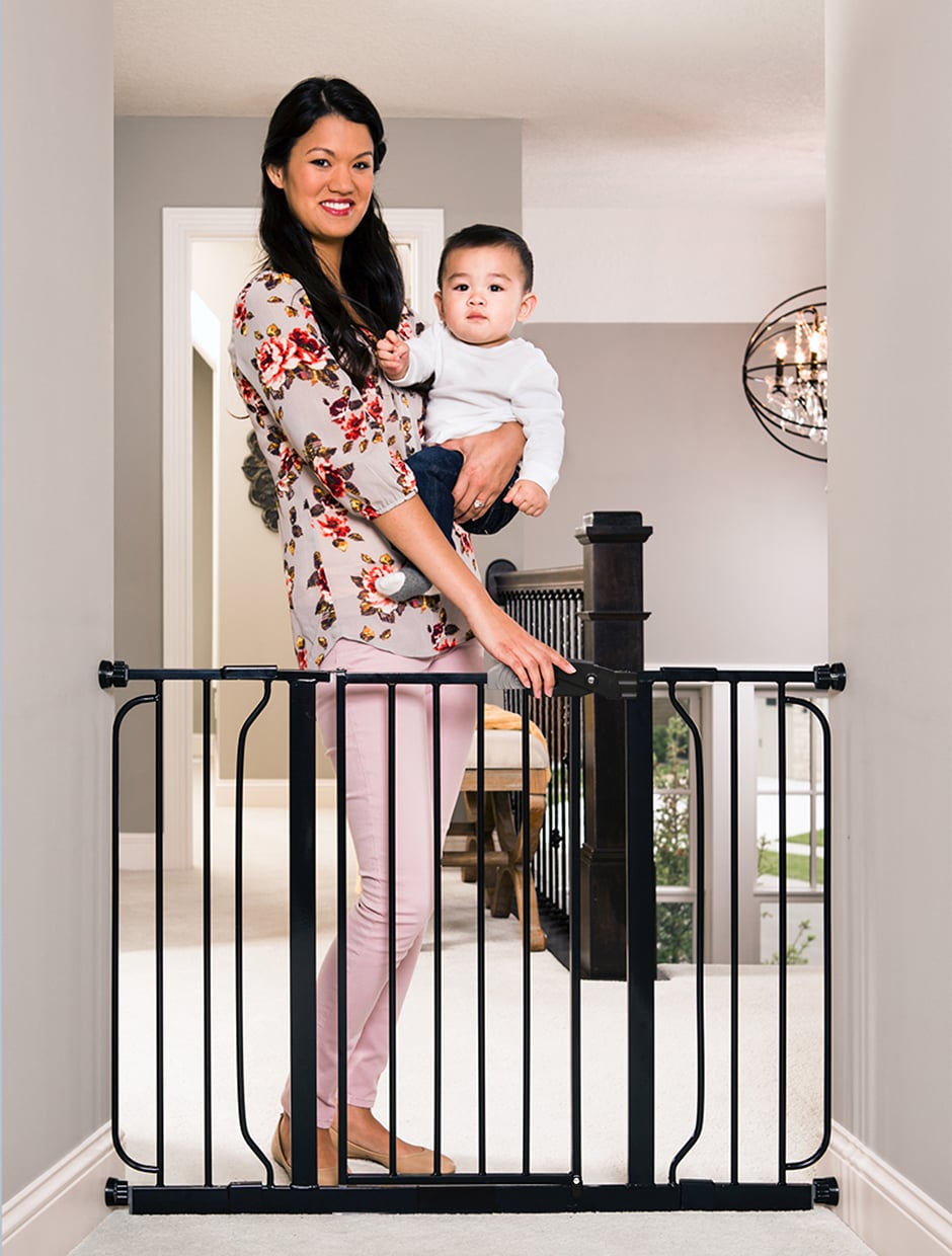 Kinfant Extra Wide Baby Gate - 58-Inch White Doorway & Stair Gate, Tall &  Adjustable Extension Pressure Pet Gate, with Extension Kit, Pressure Mount