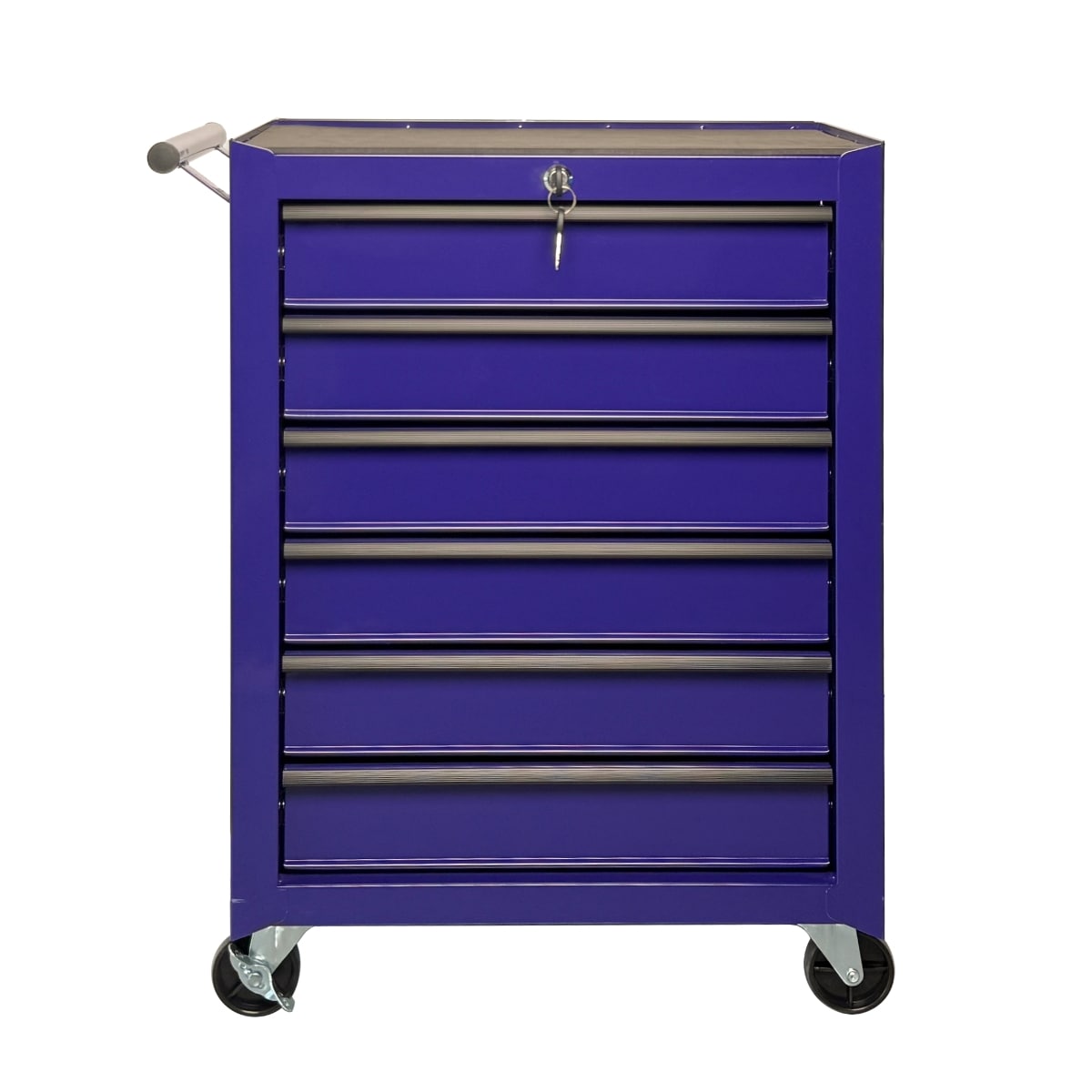 KEOKLE  6 Drawer Tool Chest Cabinet Purple Steel with Ball Bearing Slides and Locking Casters for Garage Workshop Storage