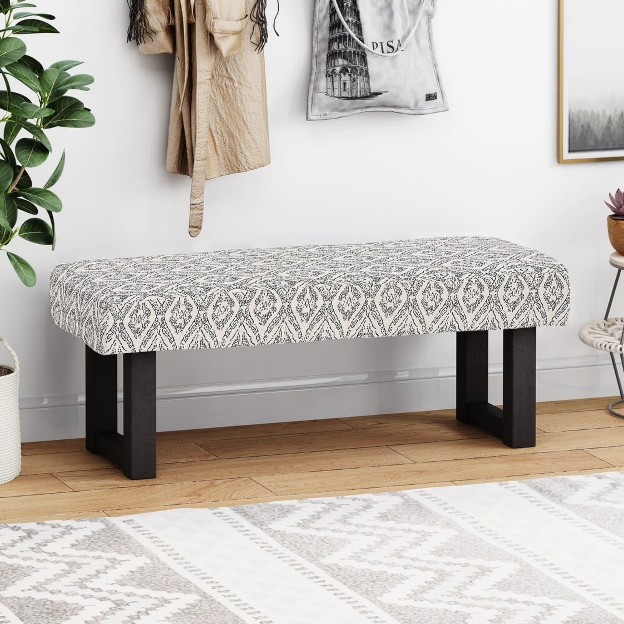 Lycvki BB-43 Casual White Accent Bench 48.25-in x 16-in x 18-in