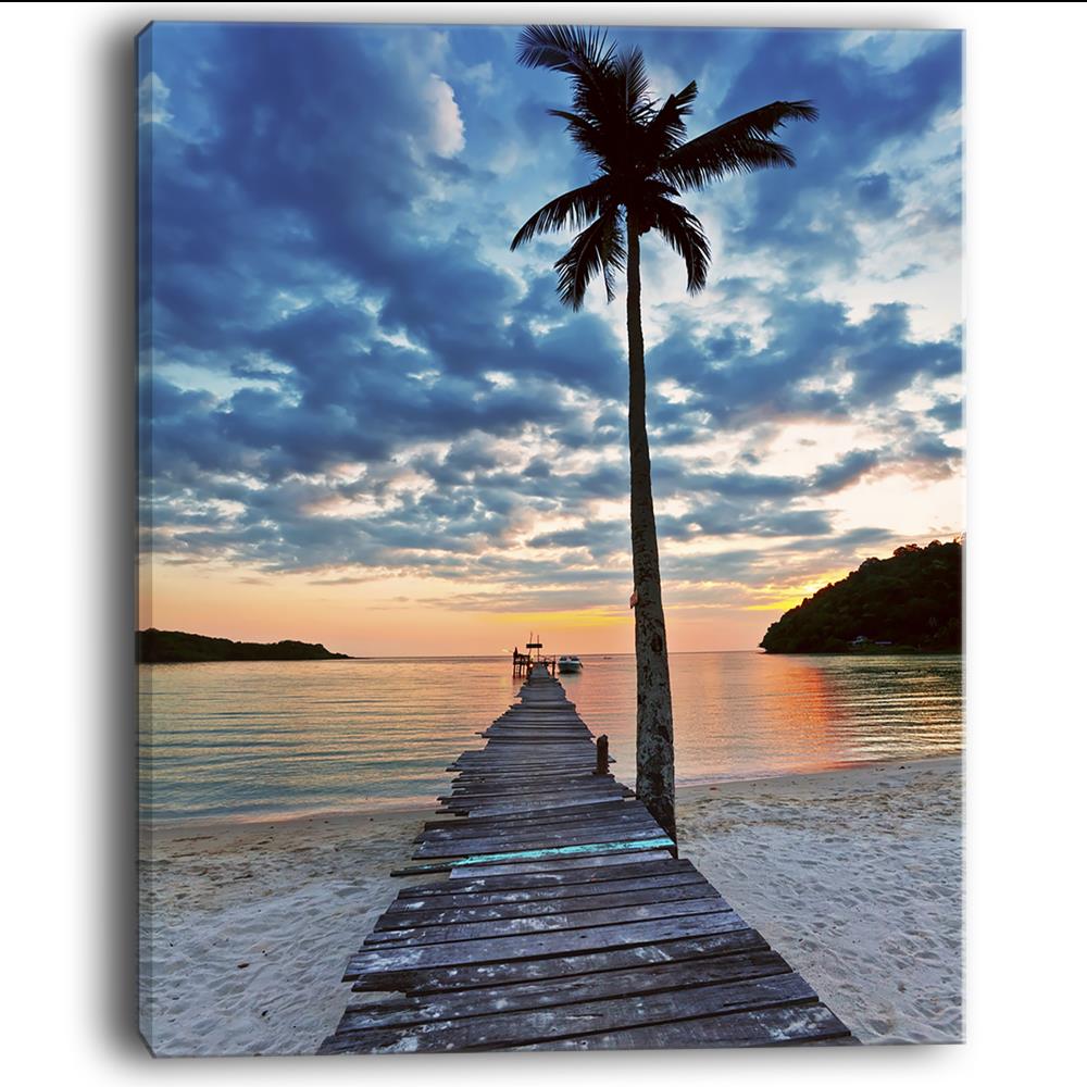  Open Windows Canvas Wall Art: Beach with Coastal Palm Graphic  Artwork Print on Wrapped Canvas for Wall Decor(24''x18''): Posters & Prints