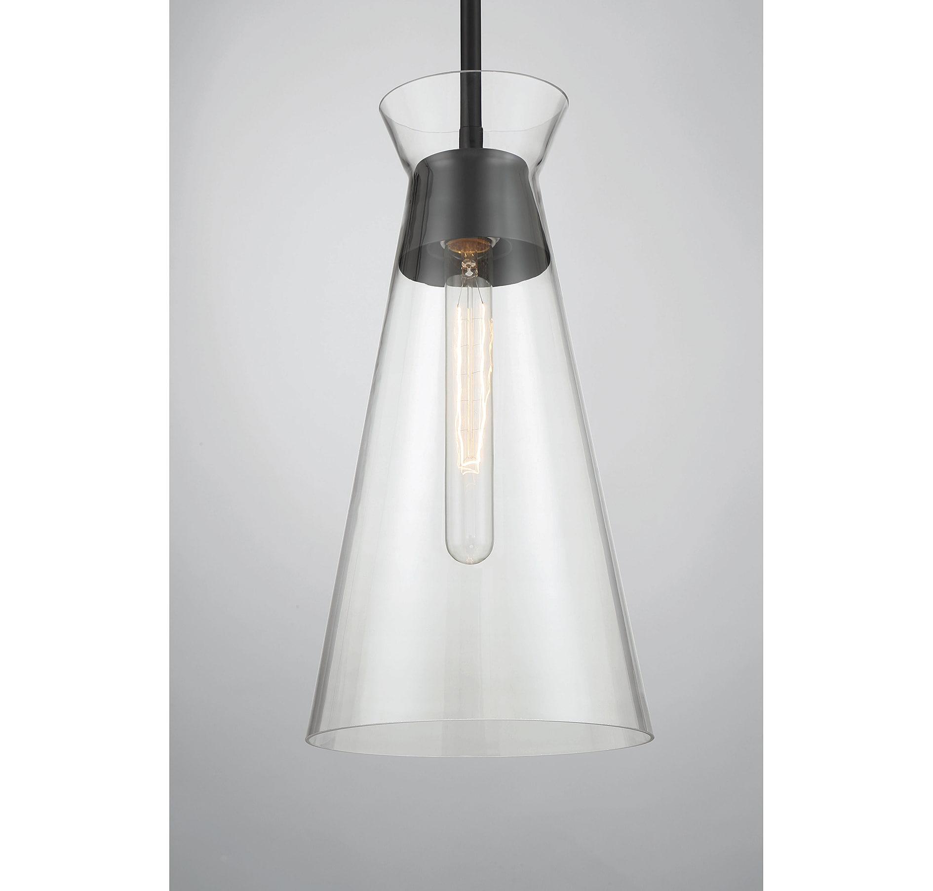 Matte Black Mid-Century Modern Glass Pendant Light