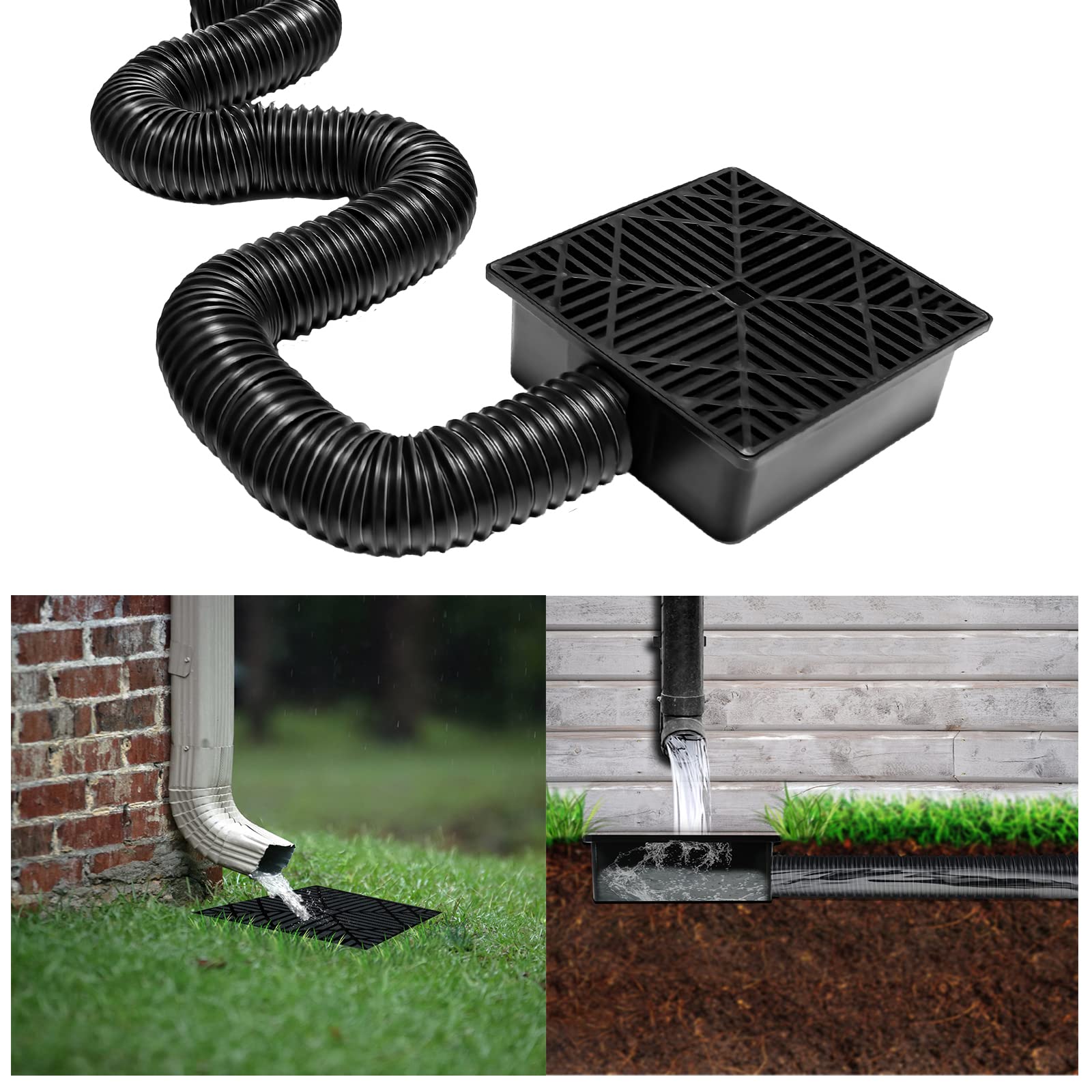 Misopily Flexible Rain Gutter Downspout Extension Kit Low Profile Catch ...