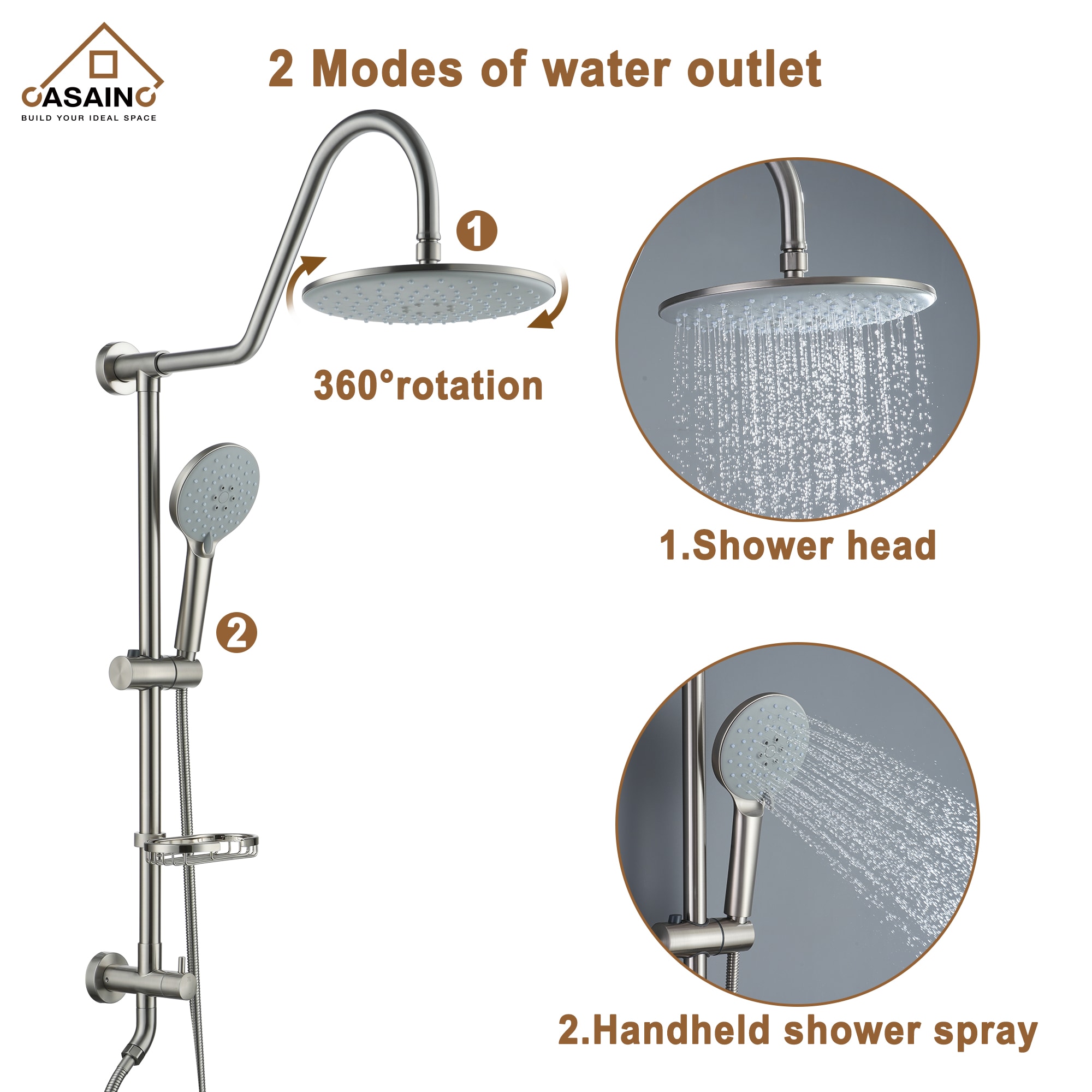 CASAINC CS1914-BN Showerhead-Bar-Panels - View #8