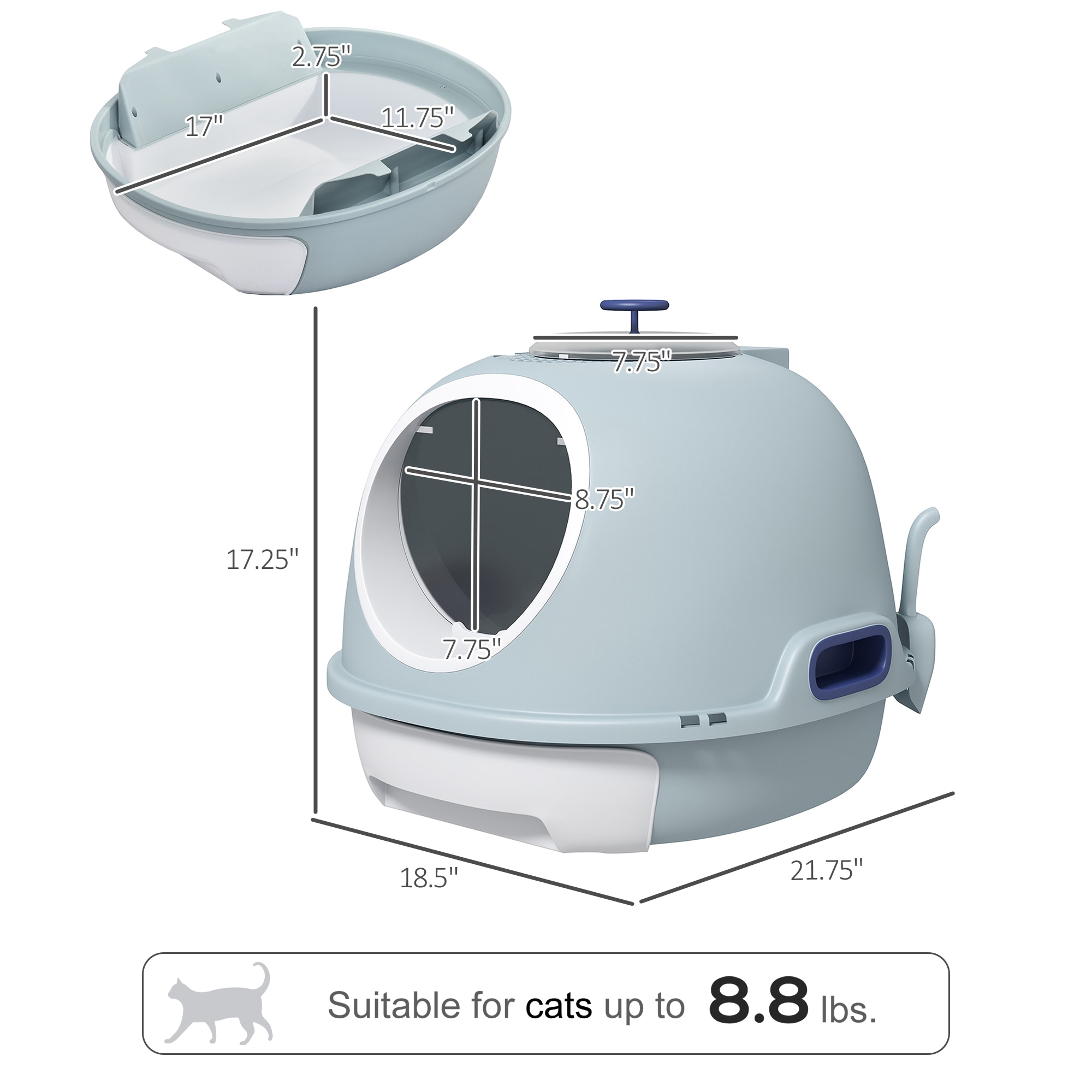 PawHut D31-012BU Cat-Litter-Box - View #3