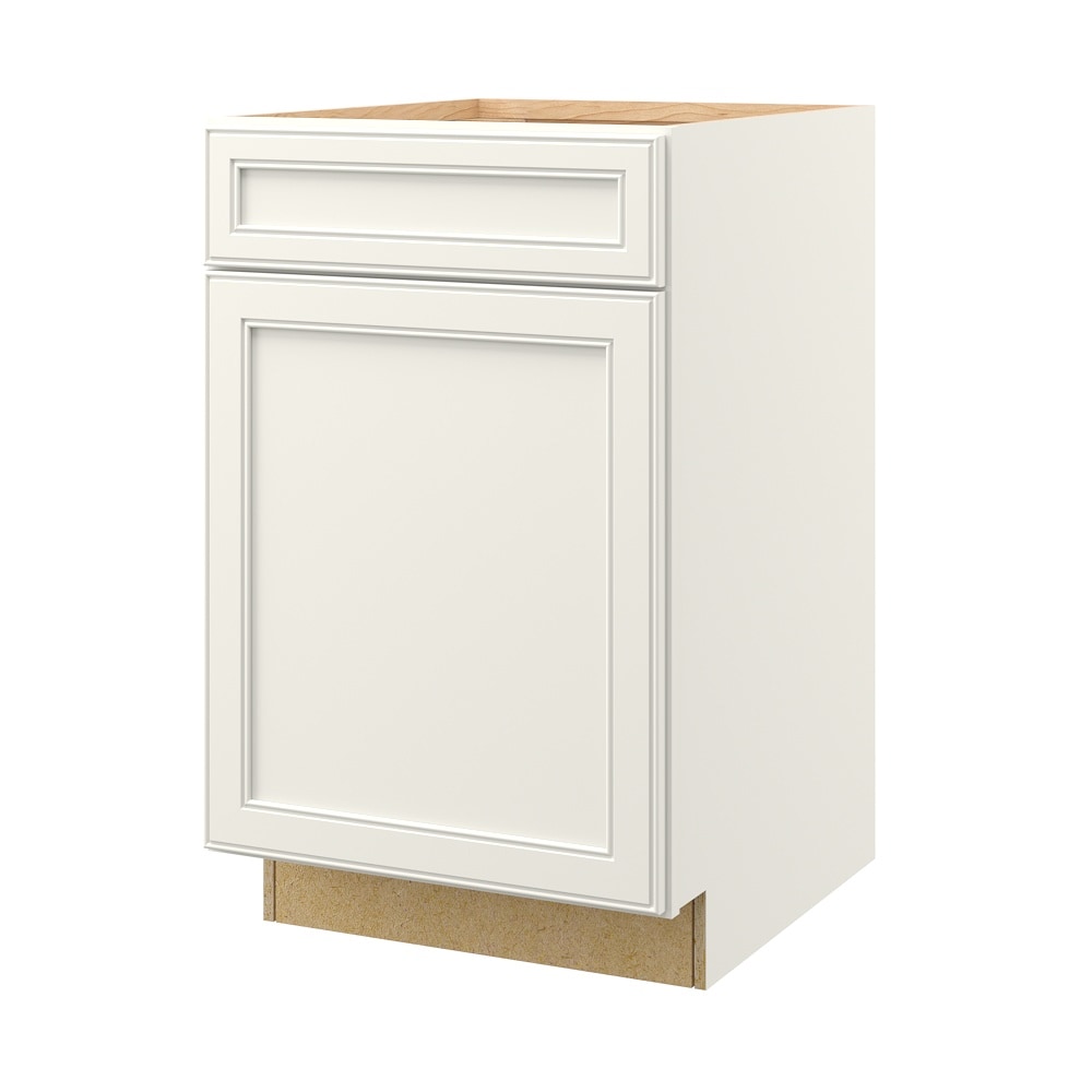 McKeller 21-in W x 34.5-in H x 24-in D Linen 1-Drawer Base Fully Assembled Cabinet (Flat Panel Square Style) in White | - allen + roth 20212MK