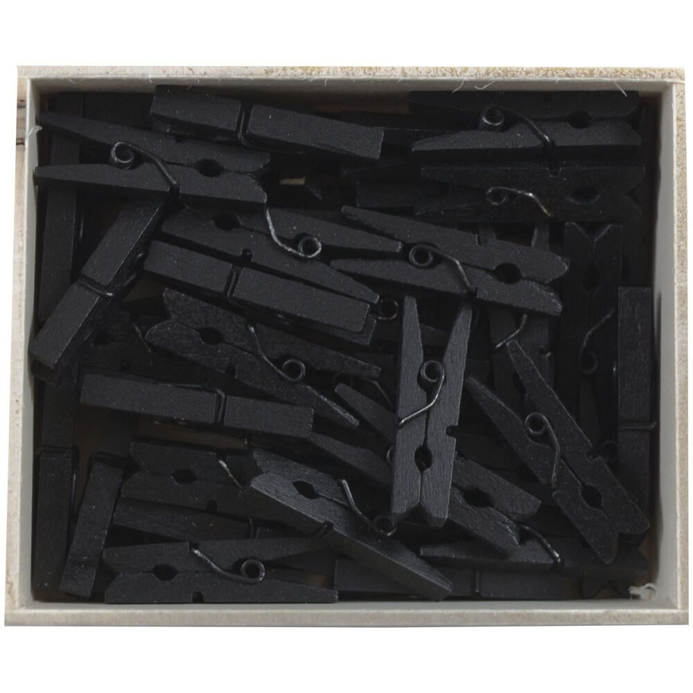 JAM Paper 100-Pack Black Wood Clothespins in the Clothespins