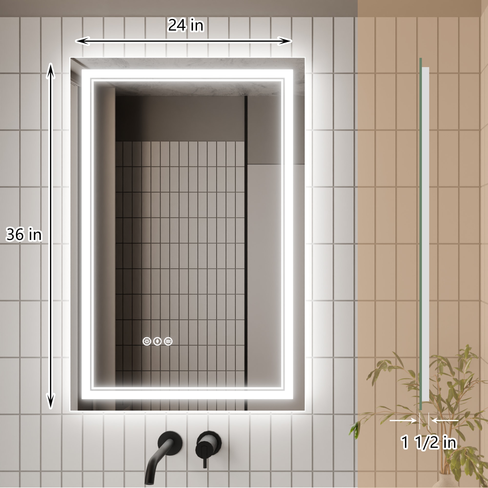 WELLFOR EX-TF2436 Framed-Bath-Mirrors - View #7