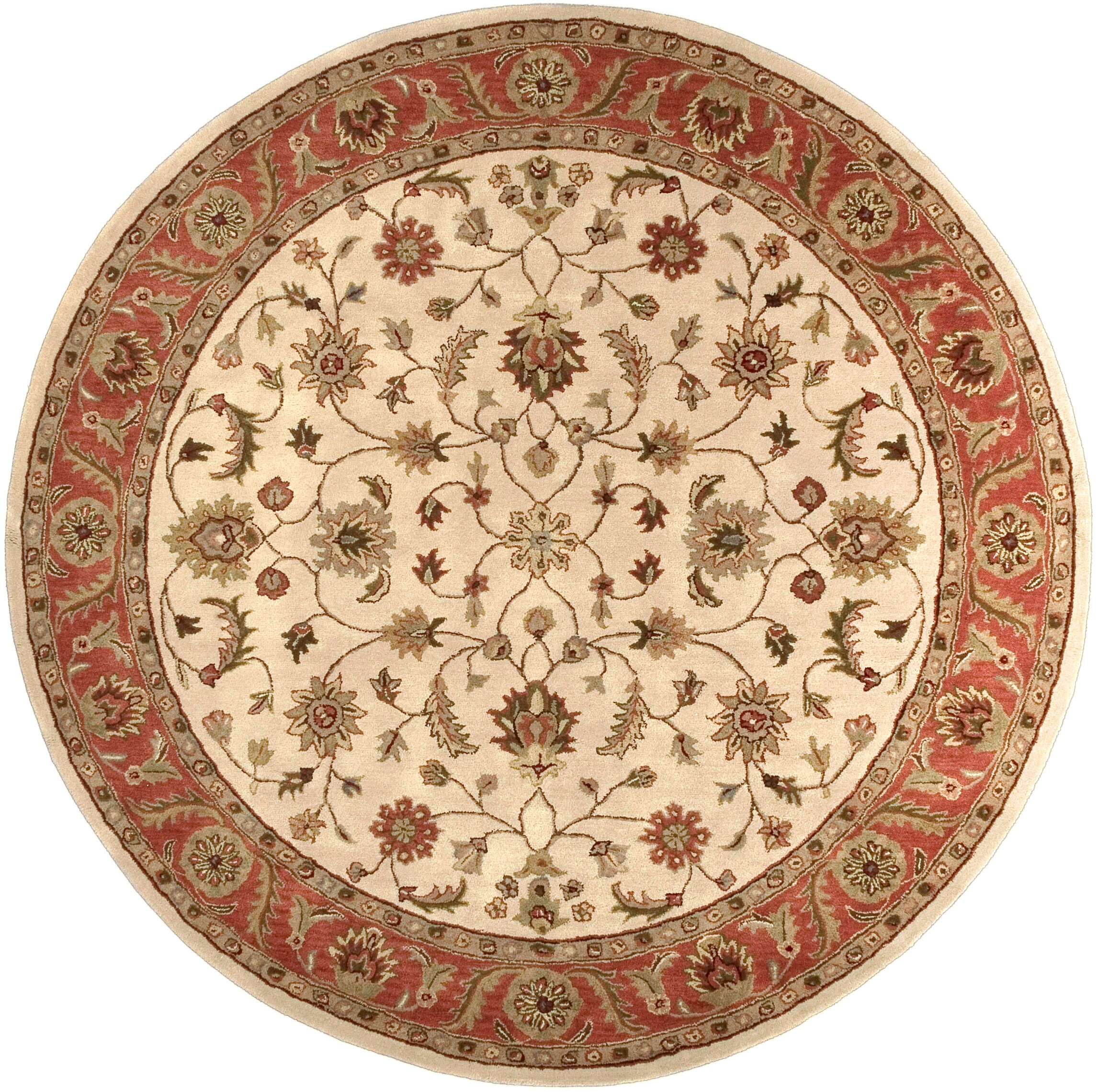 Surya Crowne 8 X 8 (ft) Wool Beige Round Indoor Medallion Oriental Area ...