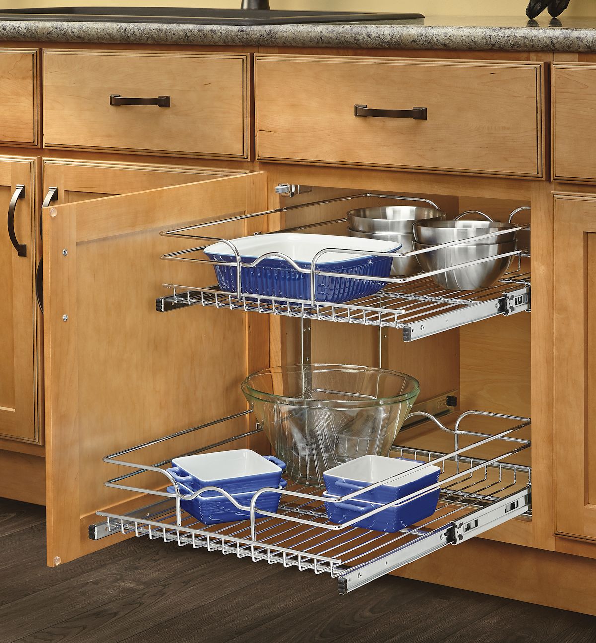 ClosetMaid 14.62-in W x 18.88-in H 2-Tier Cabinet-mount Metal Pull-out  Sliding Basket Kit in the Cabinet Organizers department at