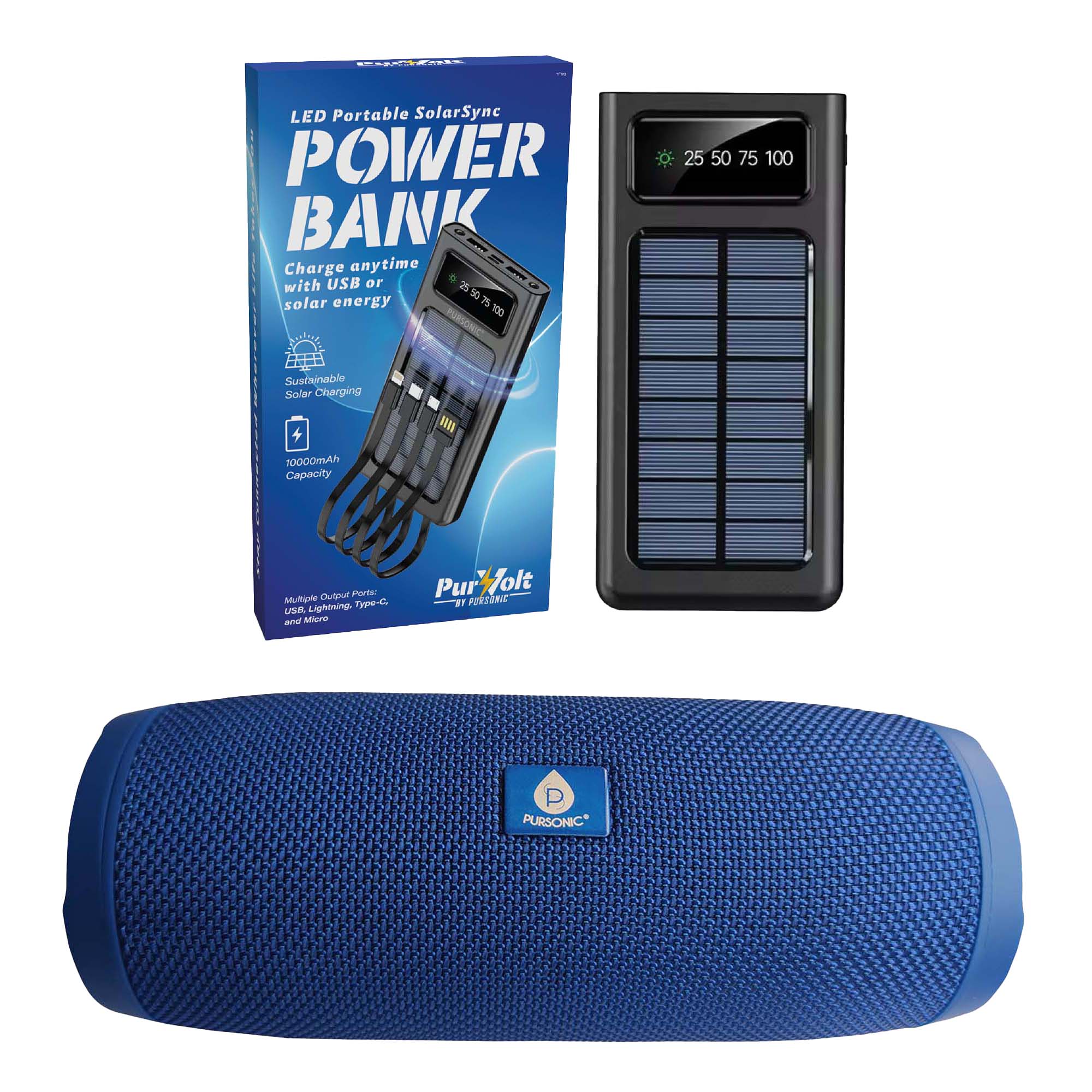 Pursonic BTS160-PBS10000 Adventure Travel Bundle Stay Charged Entertained and Ready for Anything