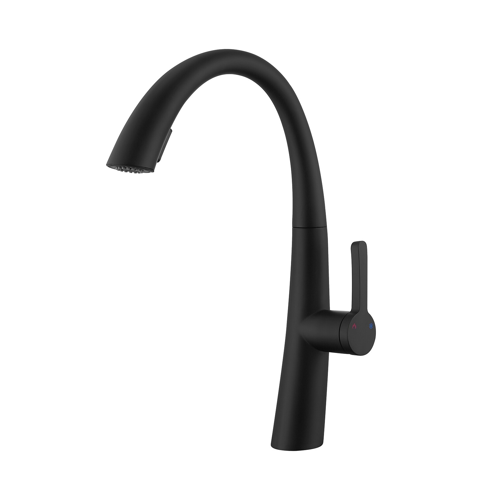 Mondawe MO-DT4012NS Matte Black Single Handle Deck-mount Pull-down Kitchen Faucet with Sprayer ( Deck Plate Included )