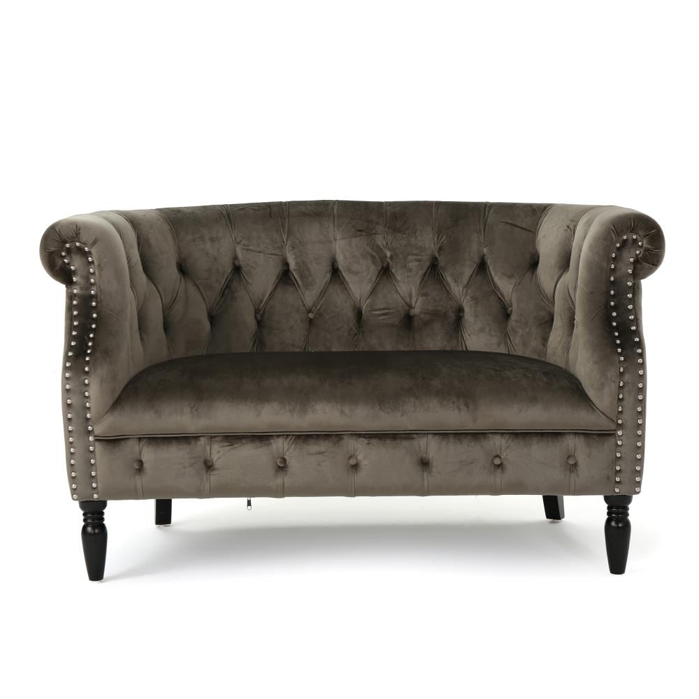 Best Selling Home Decor 302211 Milan 51.5-in Glam Gray and dark brown Velvet 2 -seater Loveseat