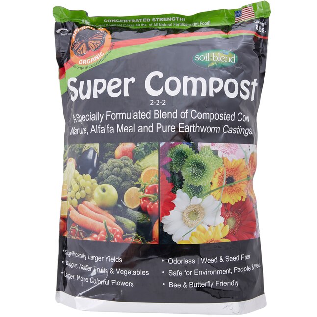 Soil Blend Super Compost 8 lbs. Concentrated 8 lbs. Bag makes 40 lbs. Organic Planting Mix, Plant Food and Soil Amendment Soil Blend Super Compost 8 lbs. Concentrated 8 lbs. Bag makes 40 lbs. Organic Planting Mix, Plant Food and Soil Amendment