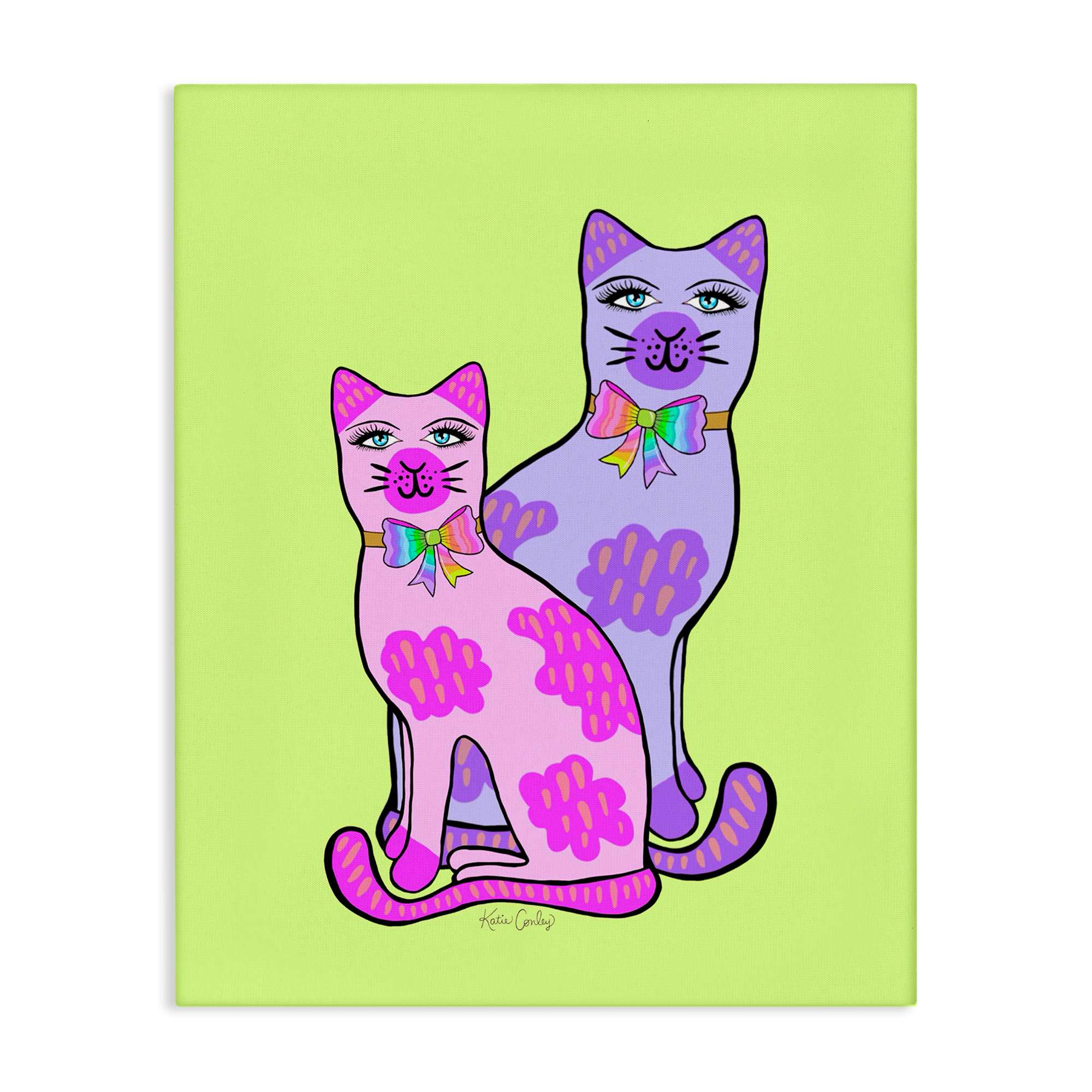Stupell Industries BS-758-CN-24X30 Funky Bright Cats Canvas Wall Art By Katie Conley 24 x 30