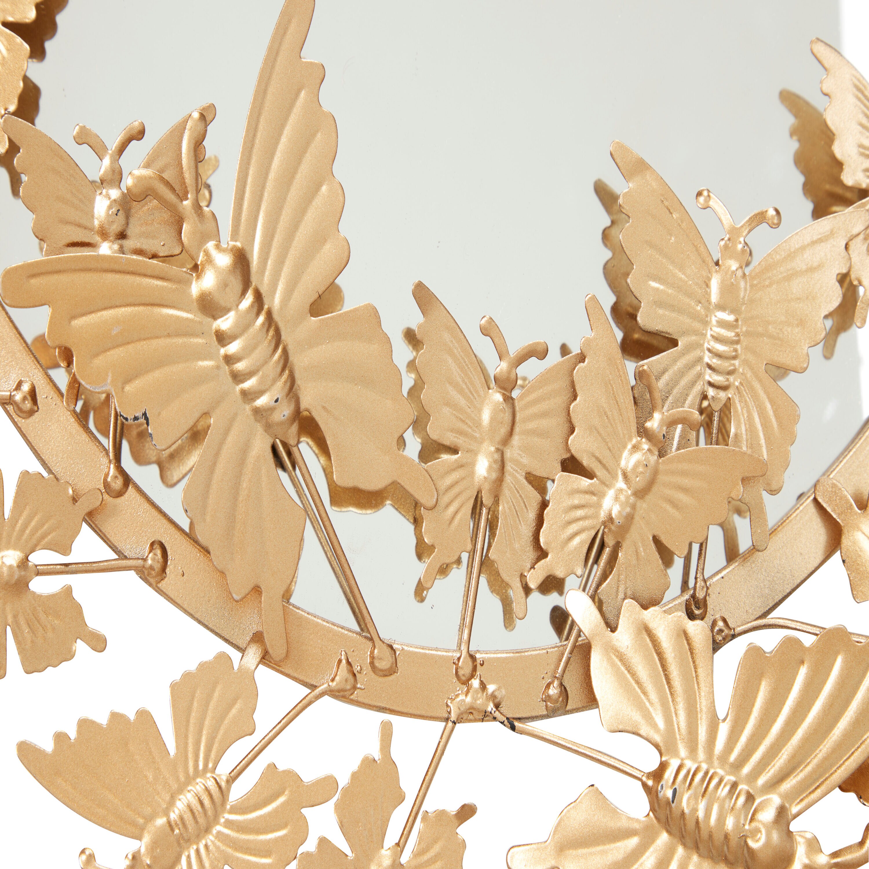Gold Oval Wood Butterfly Wall Mirror, 19" x 33"