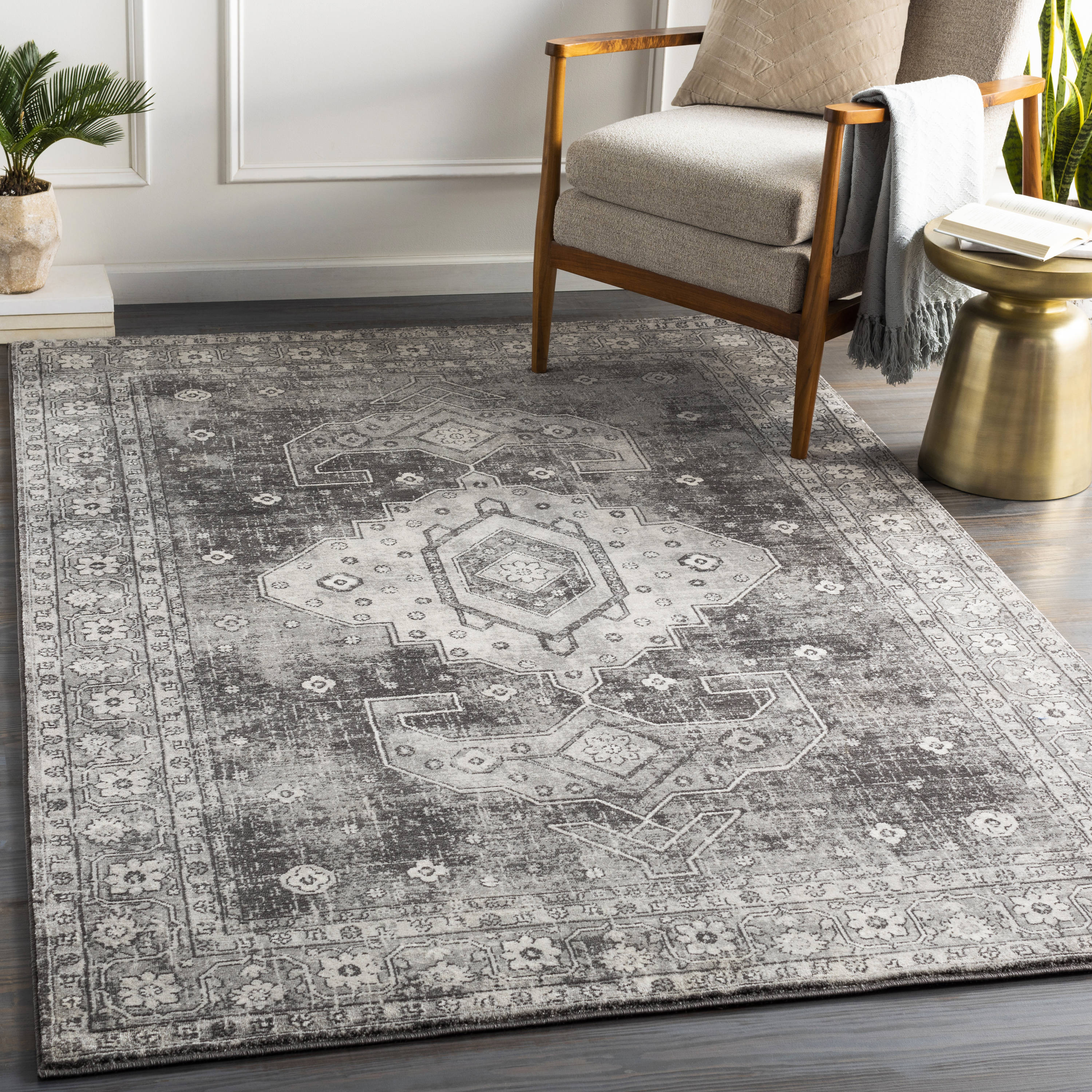 Surya Indigo 9 X 12 (ft) Charcoal Indoor Medallion Mid-century Modern ...