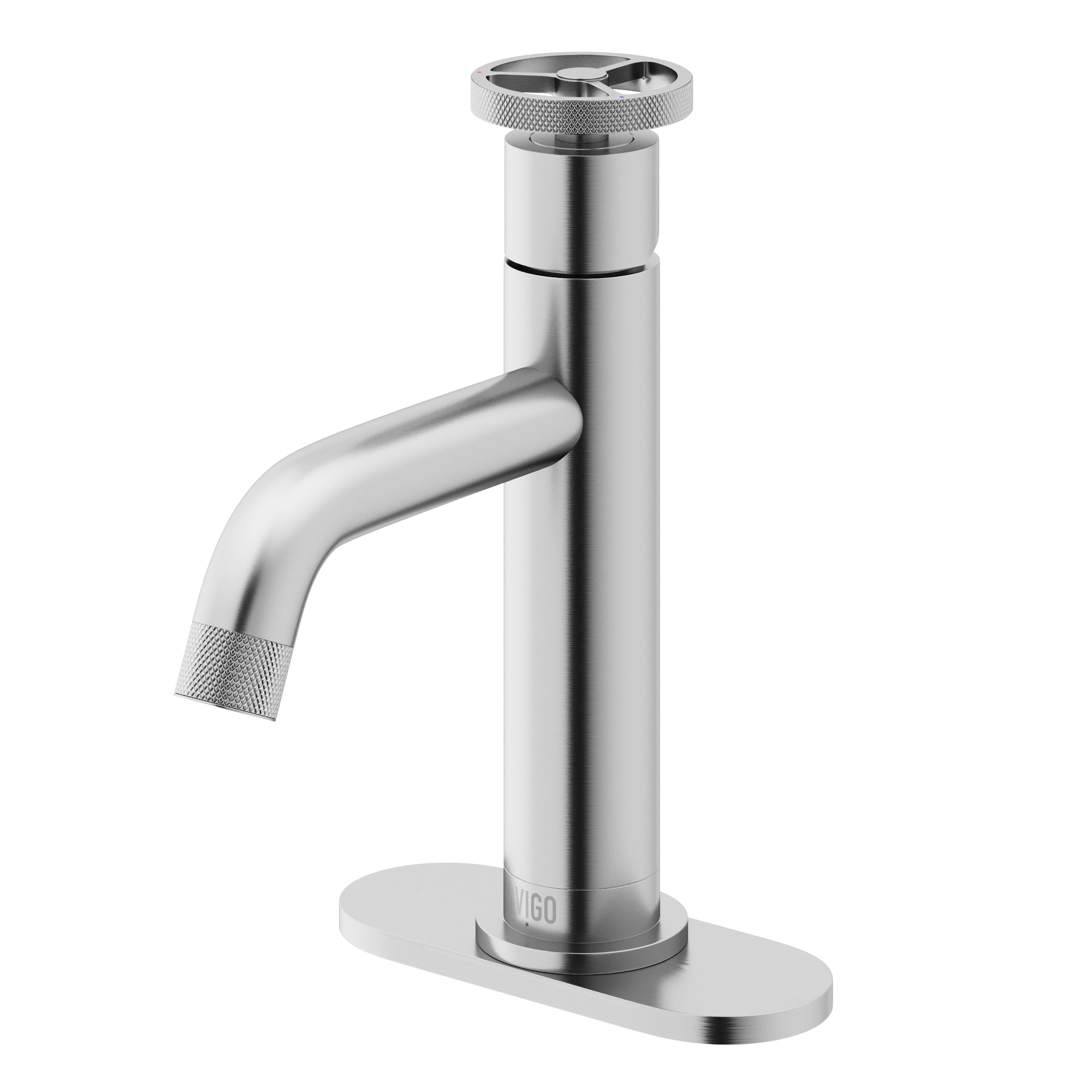 VIGO VG01046BNK1 Cass Brushed Nickel Single hole 1-handle WaterSense Low-arc Commercial/Residential Handle Bathroom Sink Faucet with Deck Plate