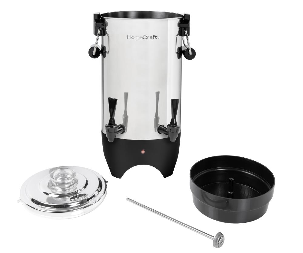 HomeCraft 45-Cup Coffee Urn and Hot Beverage Dispenser with Double Dripless  Faucet, Quick-Brewing, Stainless Steel