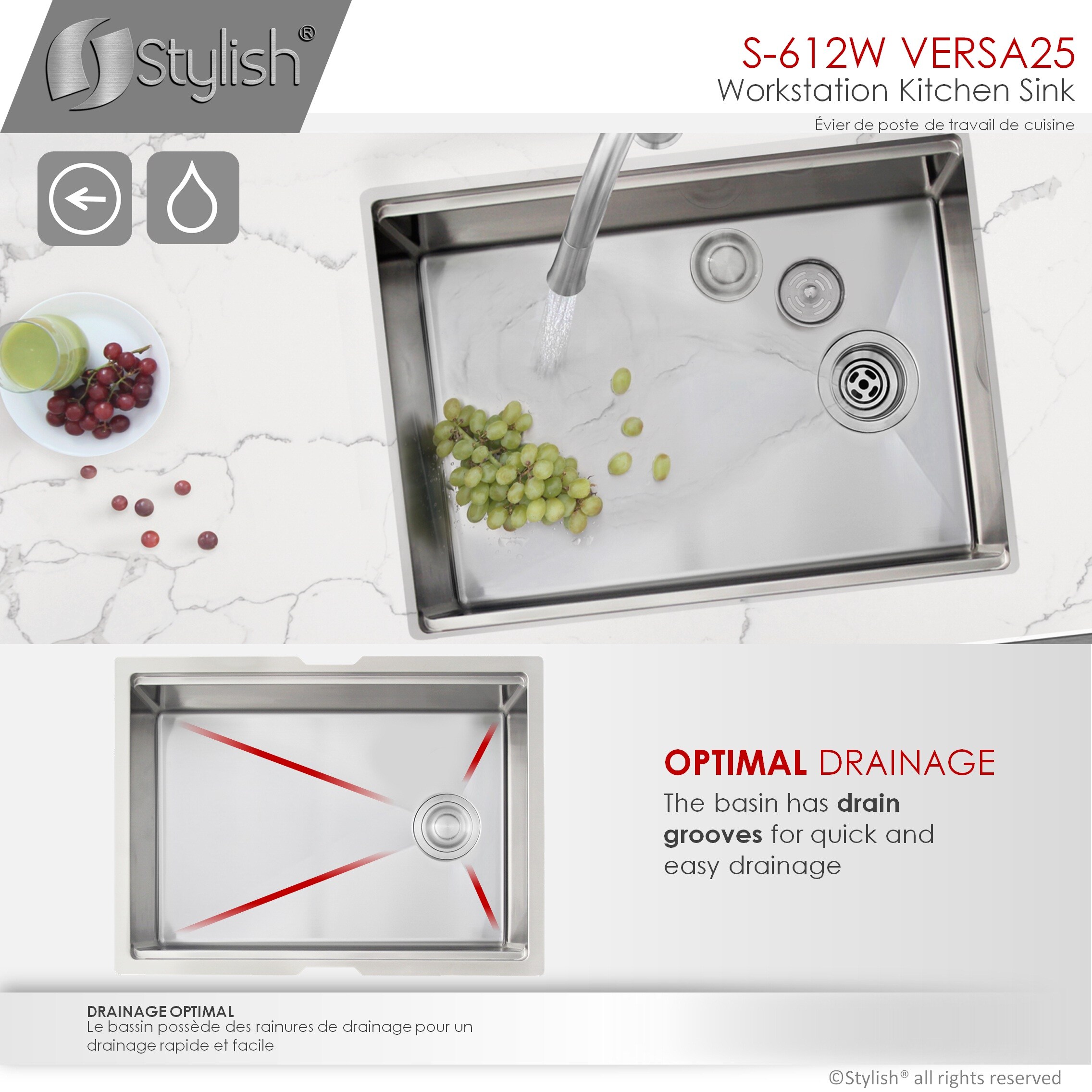 Stylish S-612W Kitchen-Sinks - View #6