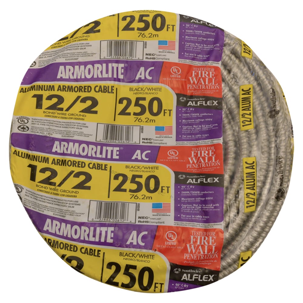 Southwire Armorlite 250-ft 12 / 2 Solid Aluminum BX/AC Armored Cable