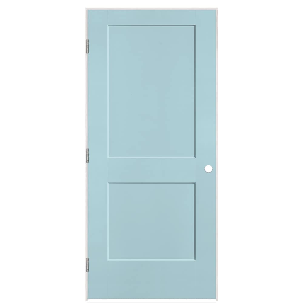 Masonite 896001 36-in x 80-in Sea Mist Solid core 2-panel square Right hand Smooth Prefinished Molded composite Flat Jamb Single Prehung Interior Door