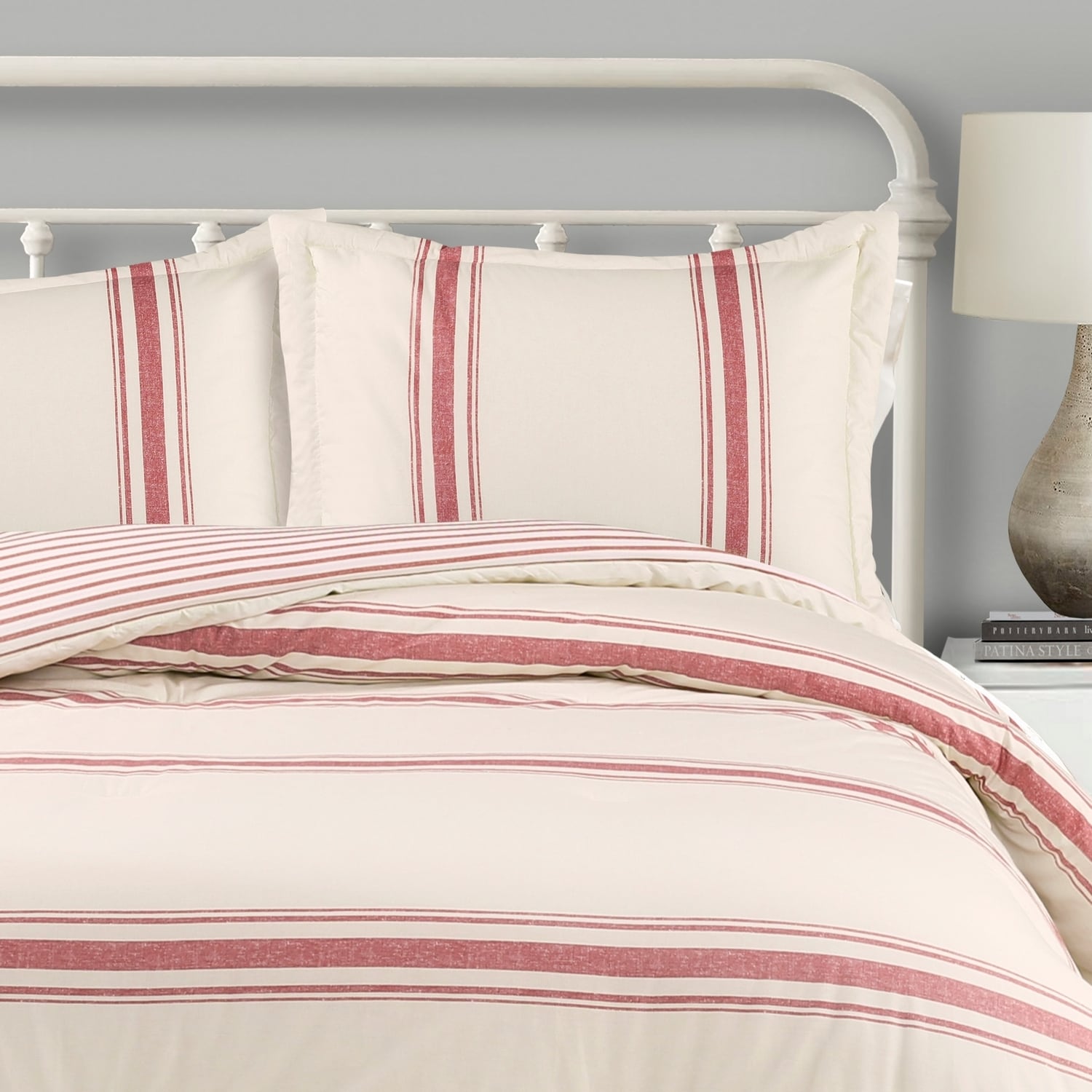 King Size Red Cotton Reversible Comforter Set