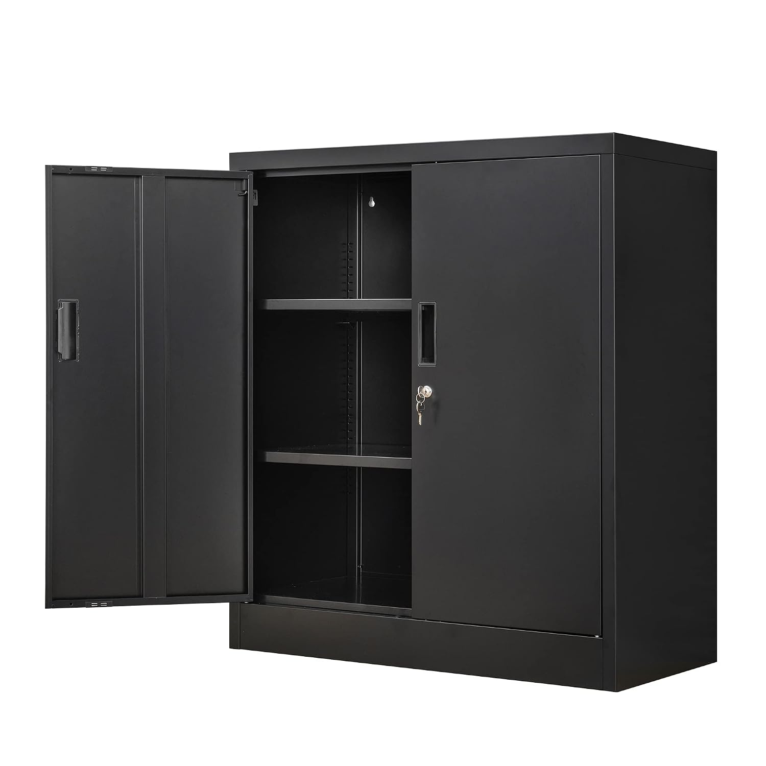 Fredees 36 in H Locking Metal Storage Cabinet with 2 Adjustable Shelves for Garage Home Office and Utility Room
