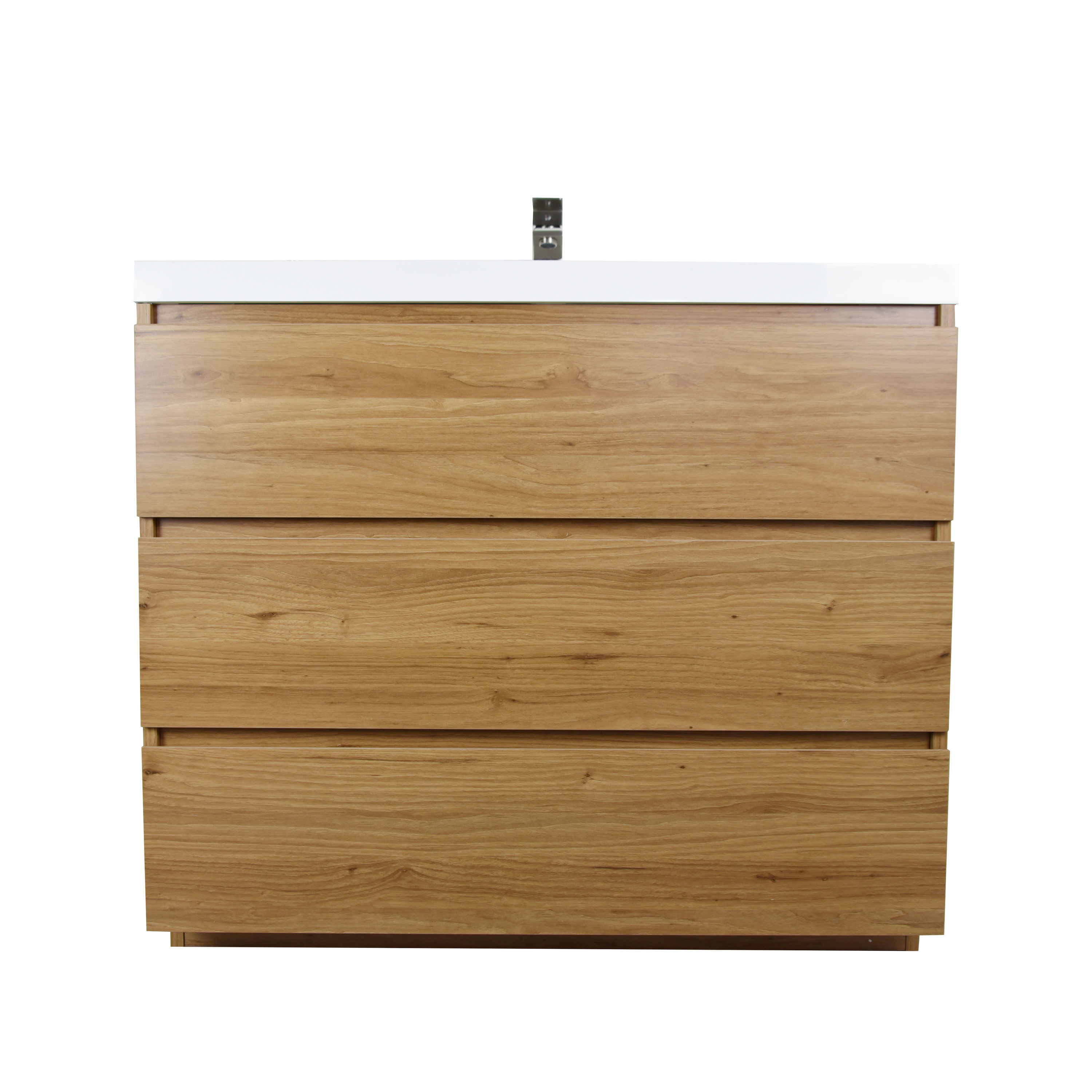 Moreno Bath MOA42-AV Moreno Angeles 42-in Natural oak Single sink Bathroom Vanity with Pure white Acrylic Top
