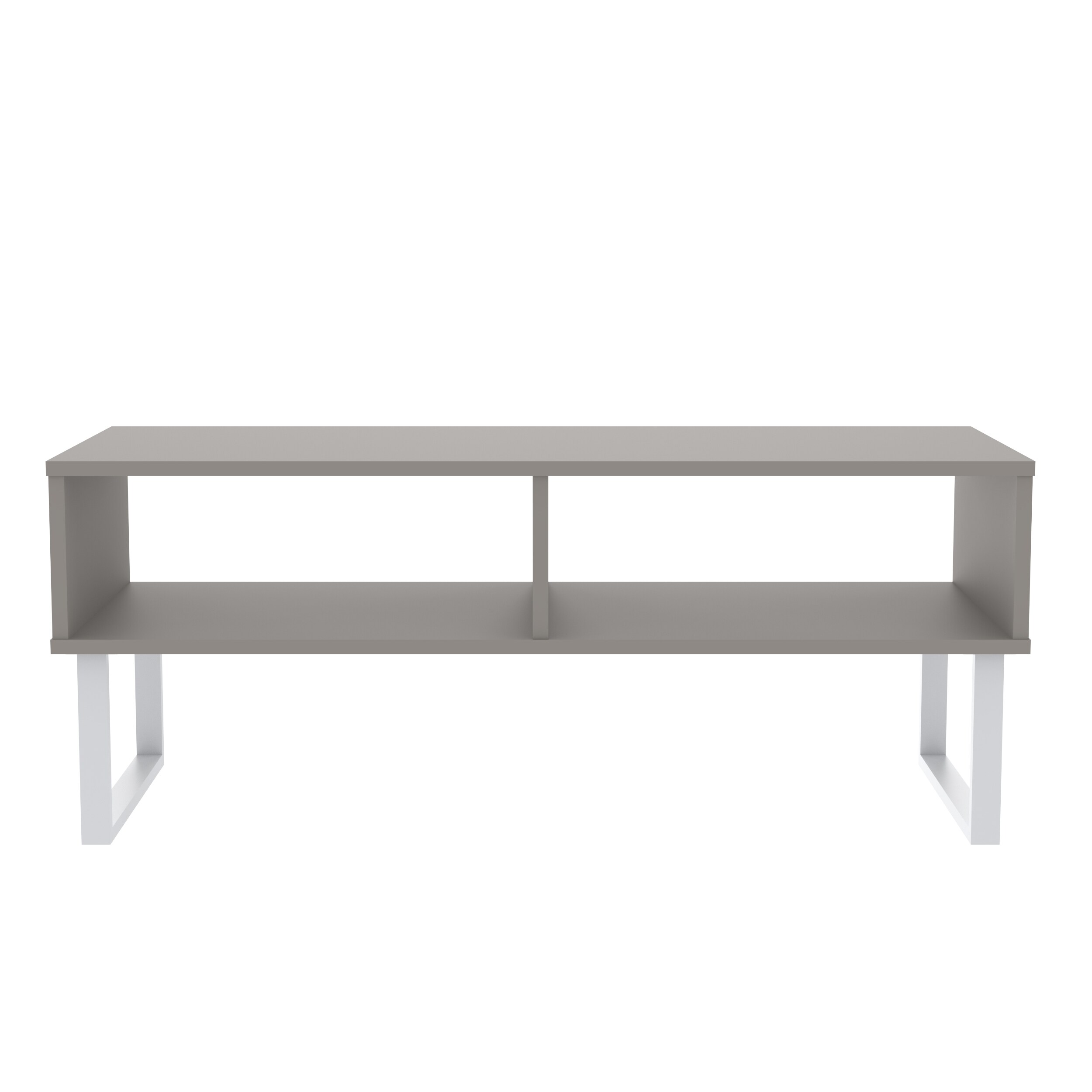 Modern Taupe Wood & Metal Coffee Table with Storage