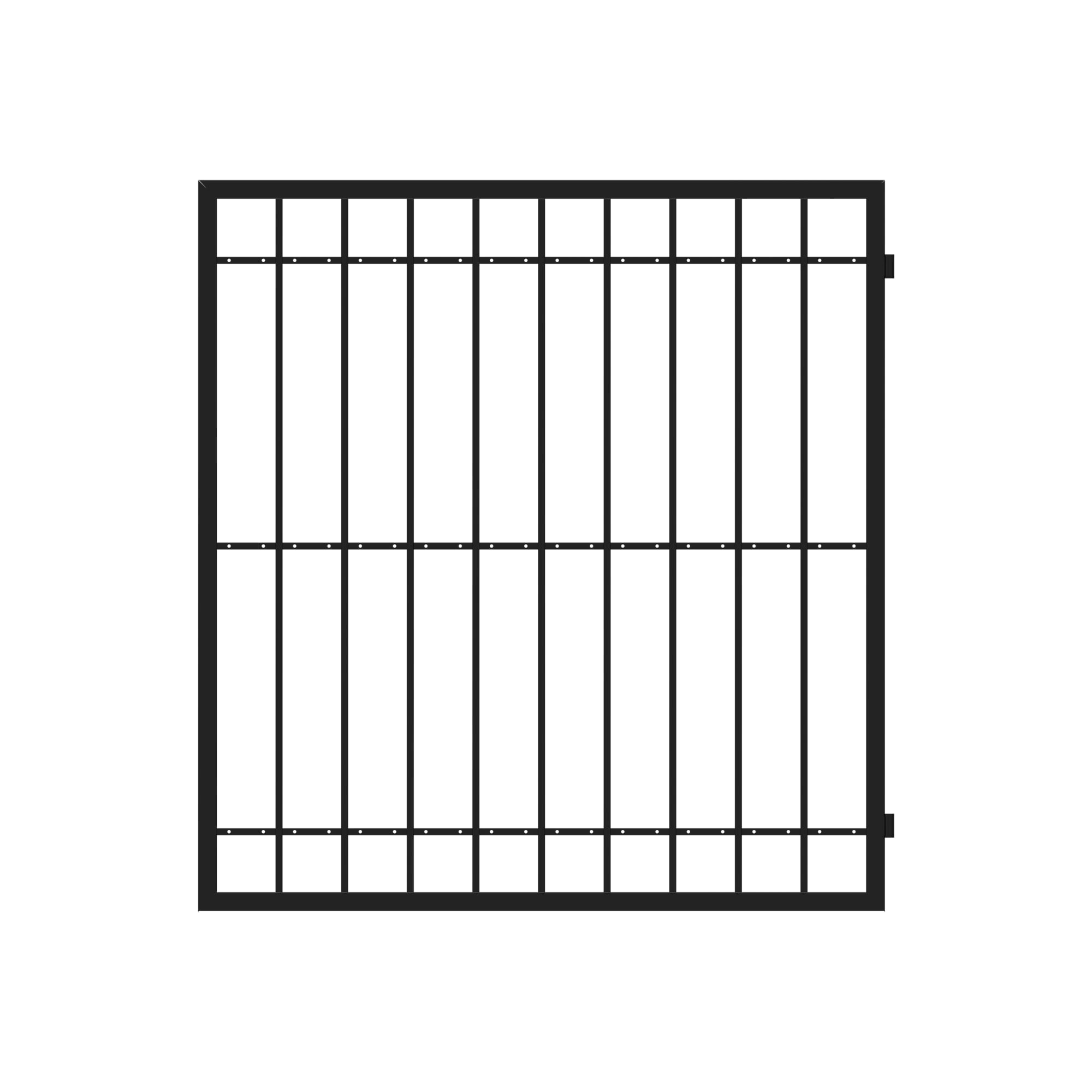 Fortress Building Products 640125 6-1/2-ft H x 6-ft W Gloss Black Steel Privacy Standard Spaced picket Fence gate