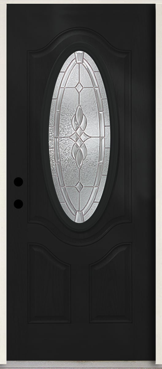 RELIABILT LO963891 Hampton 36-in x 80-in x 4-5/8-in Fiberglass Oval lite Right-hand inswing Peppercorn Paint Painted Prehung Front Door Insulating core