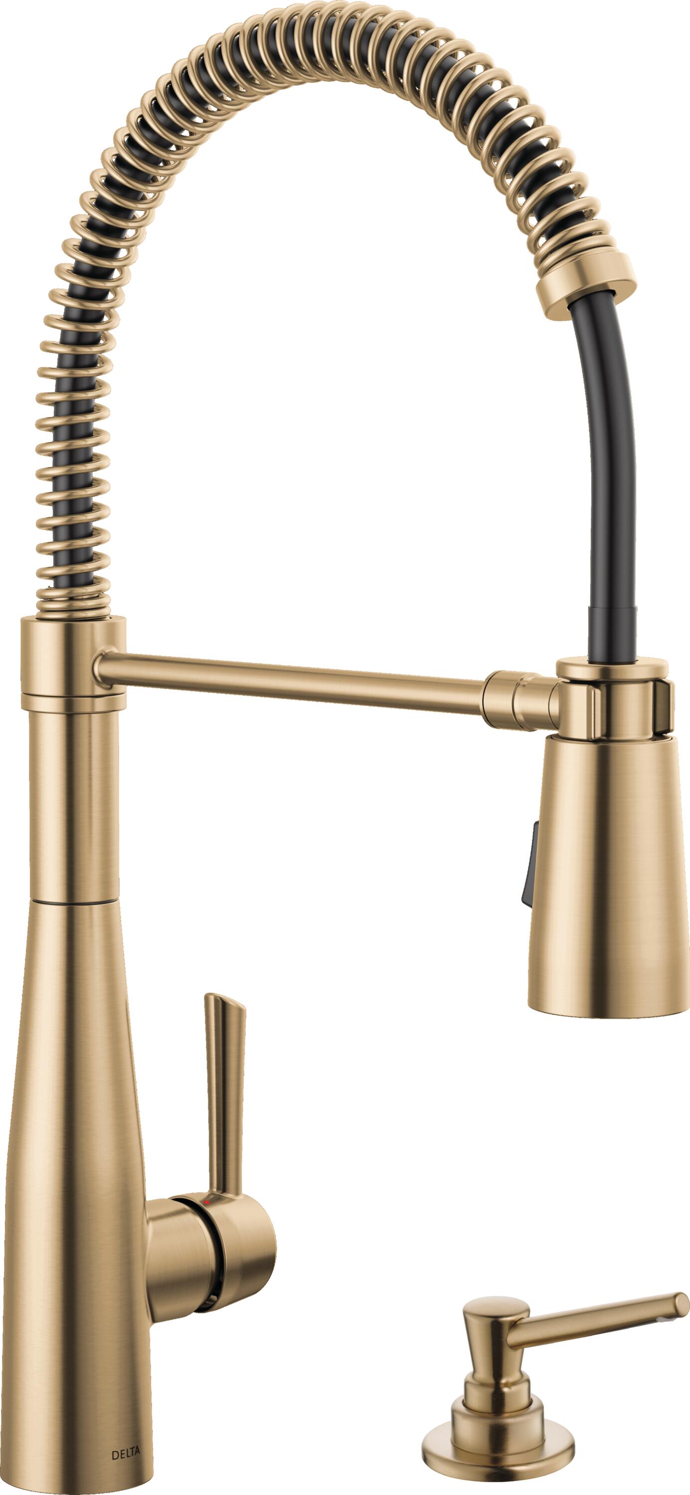 Delta  Essa Champagne Bronze Spring Single Handle Kitchen Faucet with Soap Dispenser Bundle