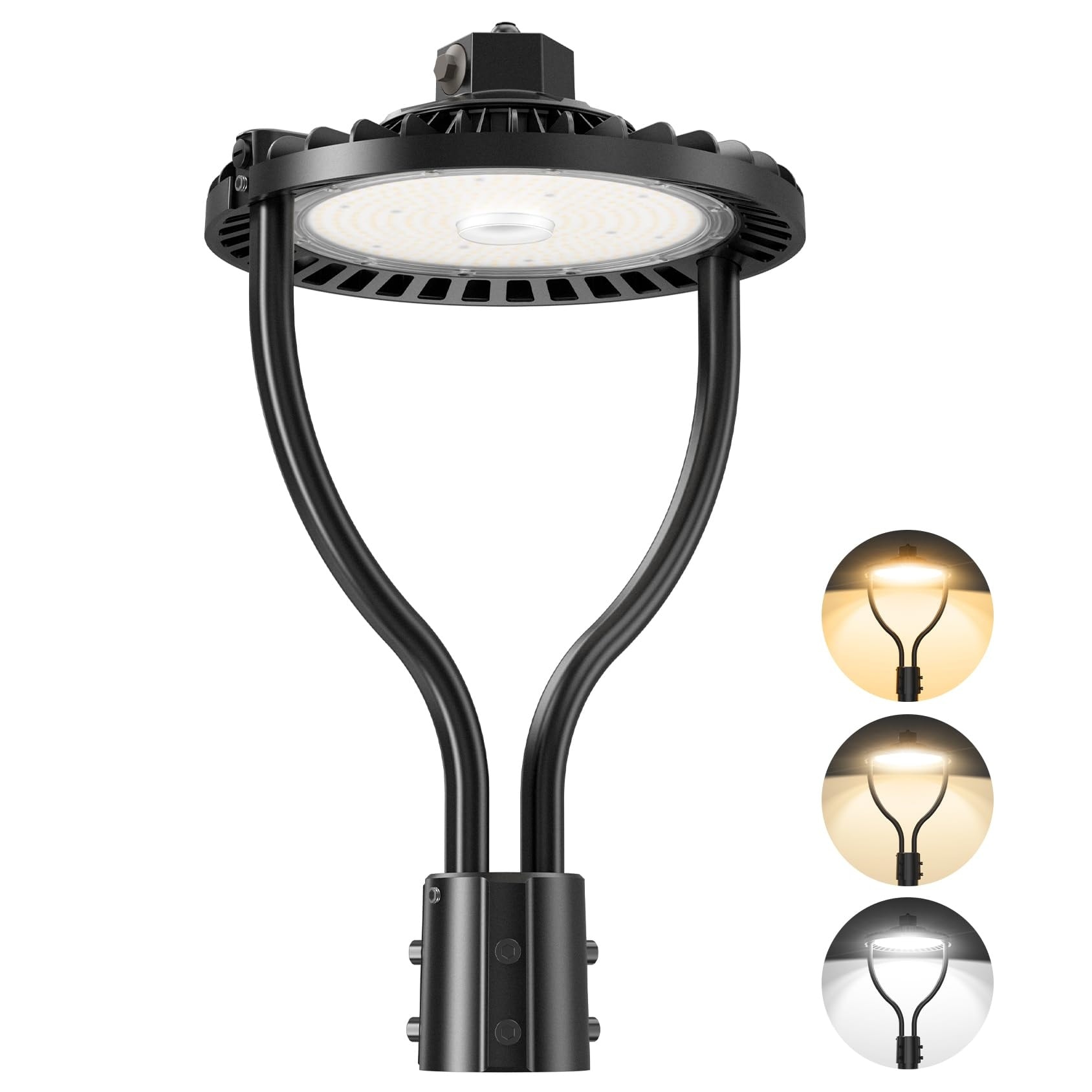 Oyezvary  80W LED Post Top Light Color Adjustable 12000LM Photocell Outdoor Commercial Area Lighting Power Adjustable IP65 100-277V 1 Piece