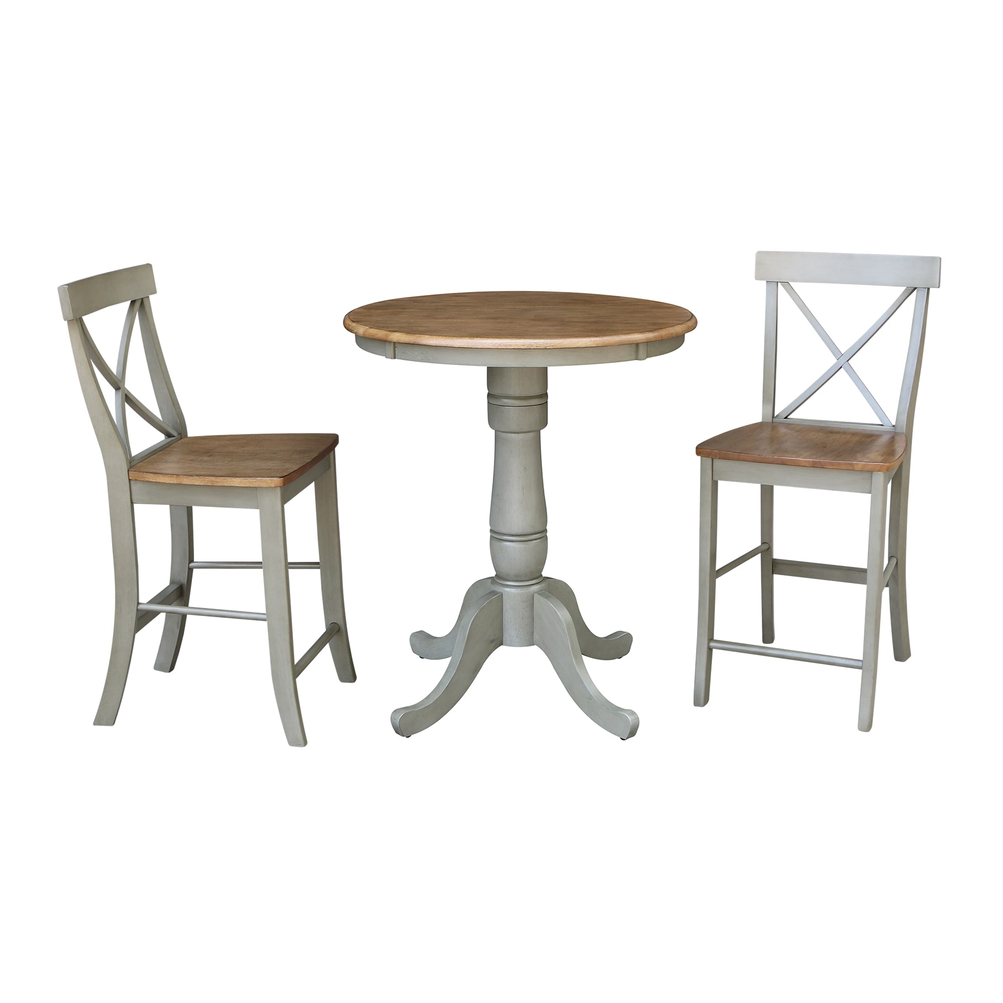 International Concepts K41-30RT-6B-S6132-2 Distressed hickory/stone Casual Dining Room Set with Round Table ( Seats 2 )