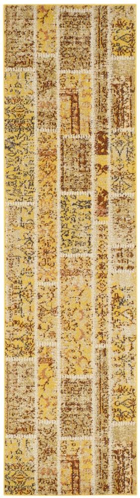 Safavieh MNC216K-28 Monaco Adum 2 x 8 (ft) Loomed Polypropylene Yellow/Multi Rectangular Indoor Distressed/Overdyed Farmhouse/Cottage Runner rug