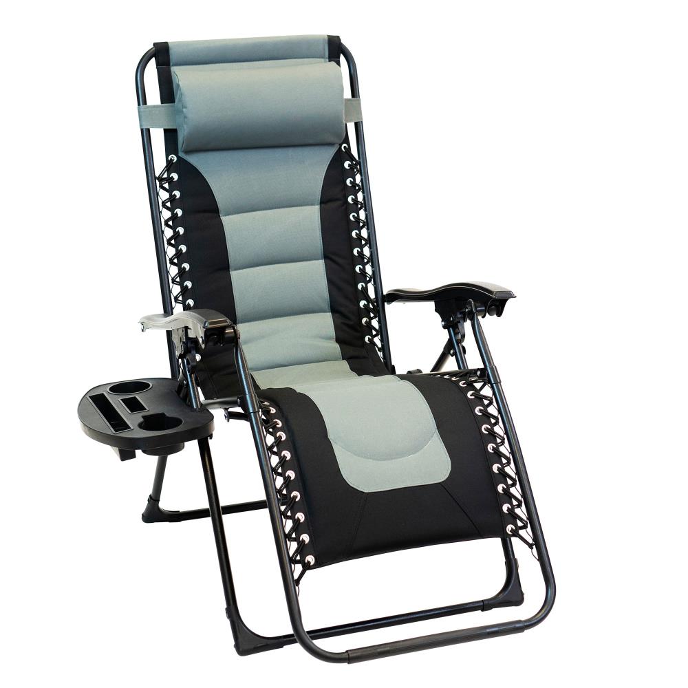 Patio Premier Set of 2 Black Steel Frame Stationary Zero Gravity Chair with Gray Sling Seat