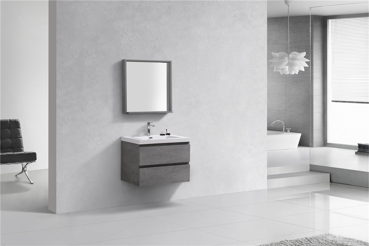 Moreno Bath MOB30-CG Moreno Bohemia 30-in Cement gray Single sink Bathroom Vanity with Pure white Acrylic Top