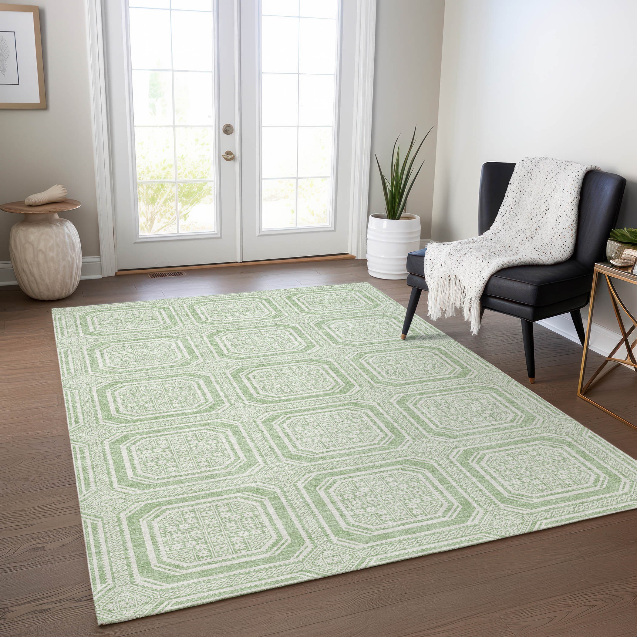 Addison Rugs ACN1458MZ5X8 Chantille ACN1458MZ 5 x 7 (ft) Polyester Mint Rectangular Indoor/Outdoor Geometric Machine washable Area rug