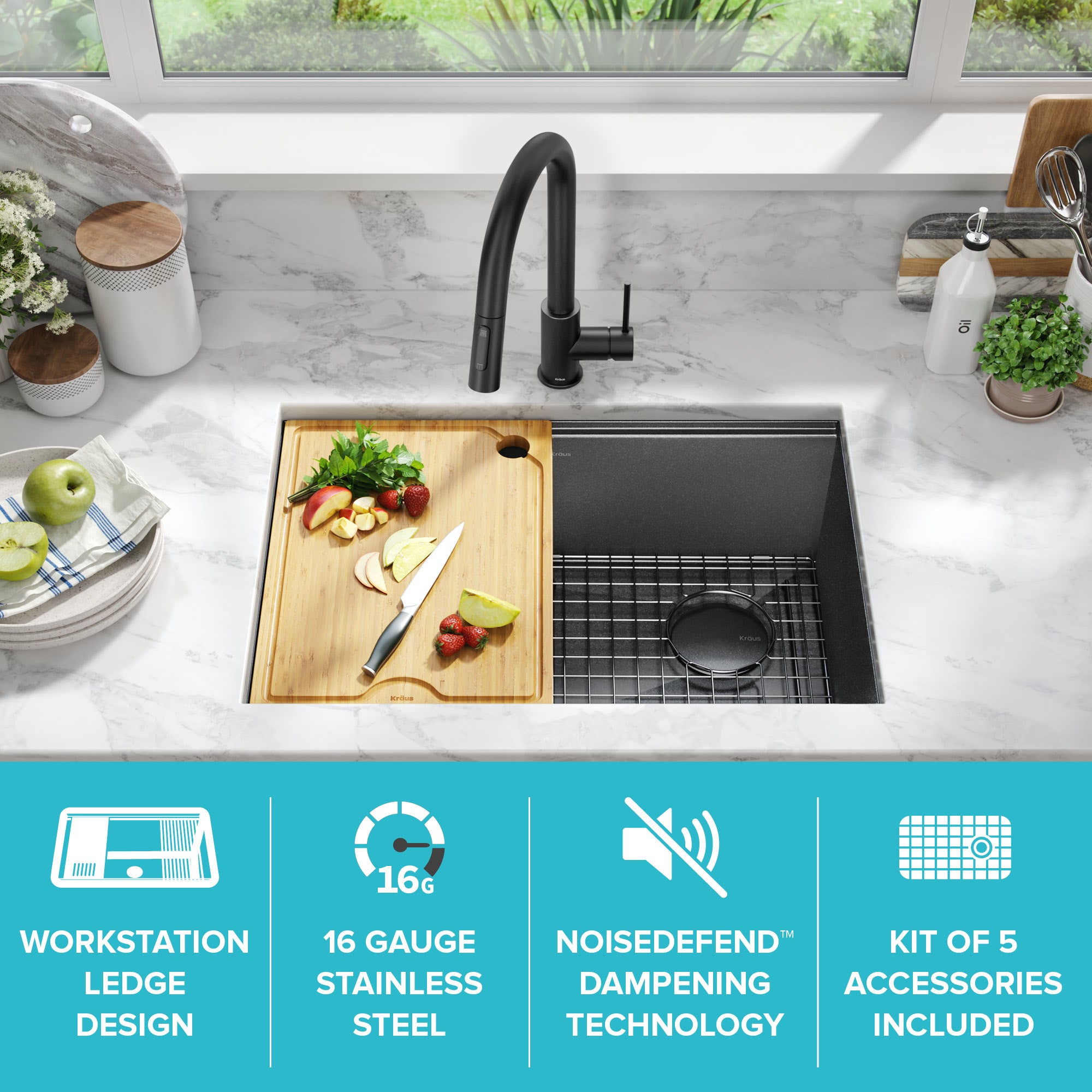 Kraus KWU110-27-PGM Kitchen-Sinks - View #3