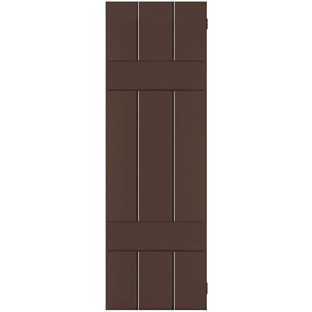 Ekena Millwork RWB12X065TBP 12-in W x 65-in H Tudor Brown Board and batten Wood Exterior Shutters ( 2 -Pack )
