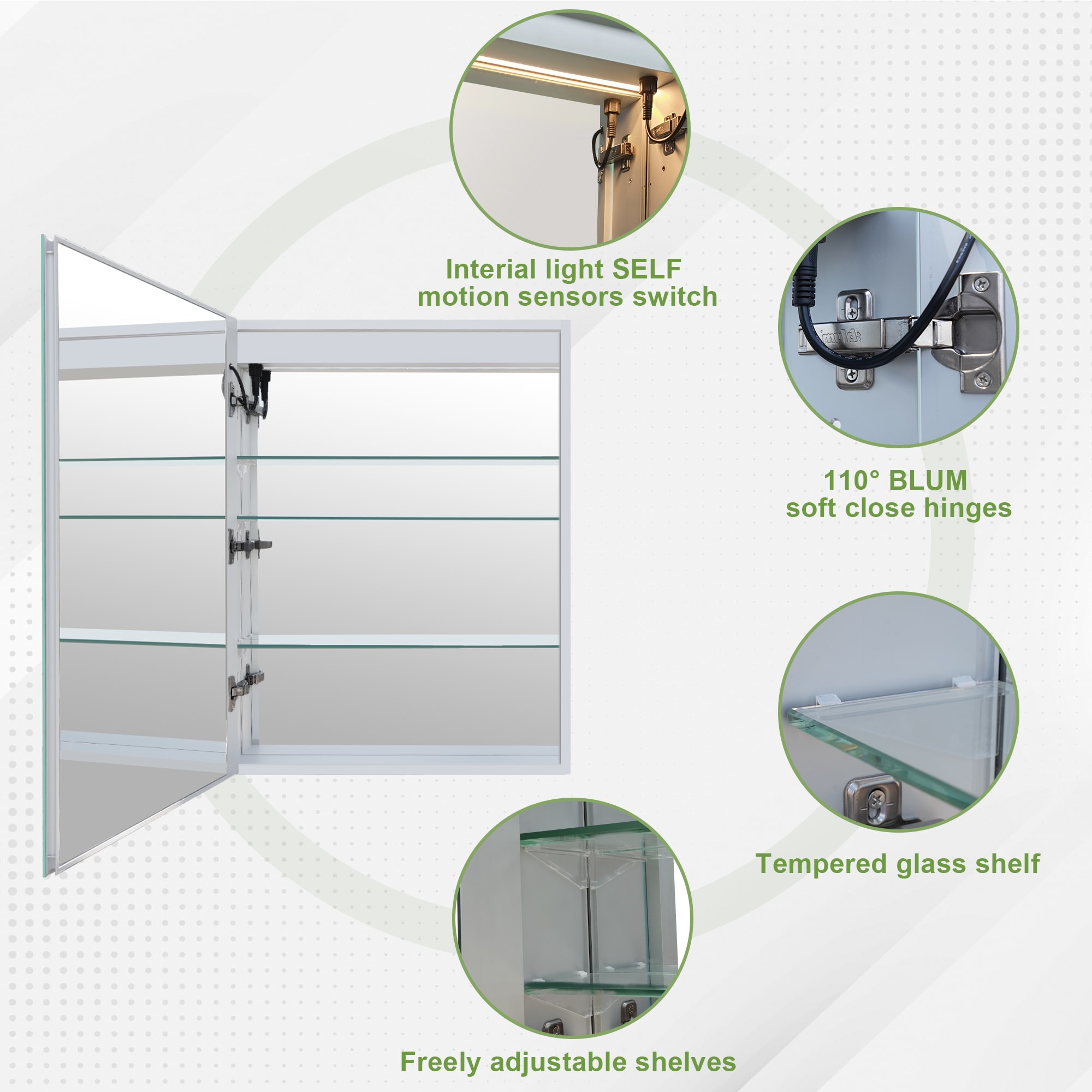 Forclover MEAL-NI2430L Bathroom-Medicine-Cabinets - View #6