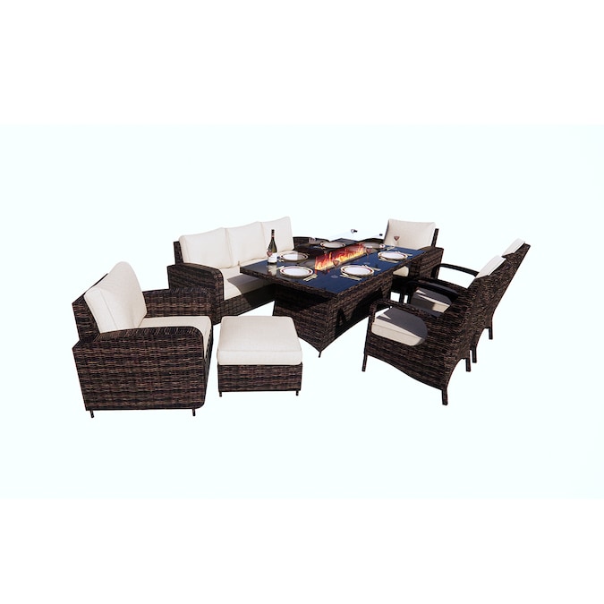 Brown Wicker Patio Dining Set, Moda Outdoor Furniture