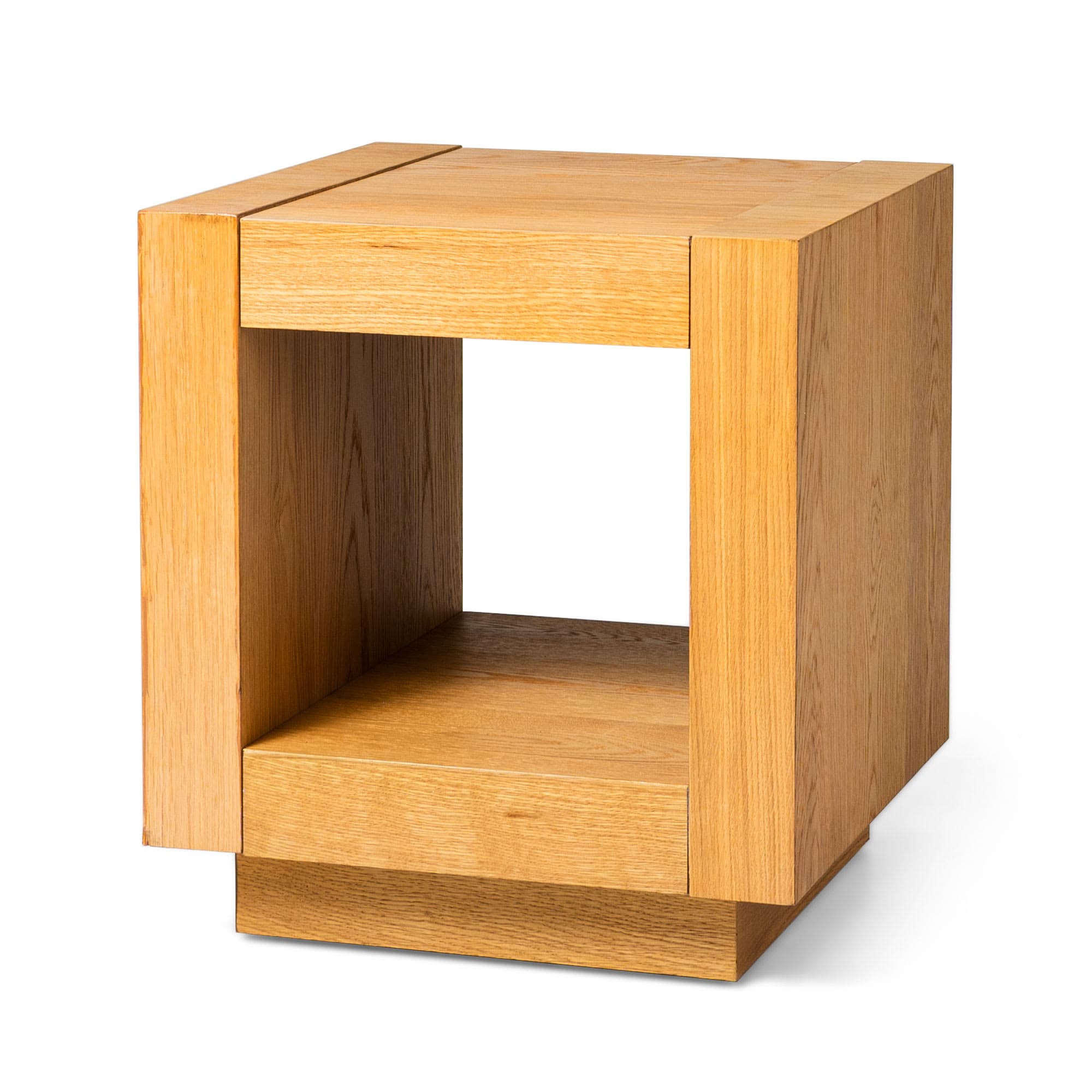 Maven Lane 320803 Artemis 2 Tiered Tall Square Contemporary Wooden Side Table with Shelf Storage for Living Room or Small Spaces in Refined Natural Finish
